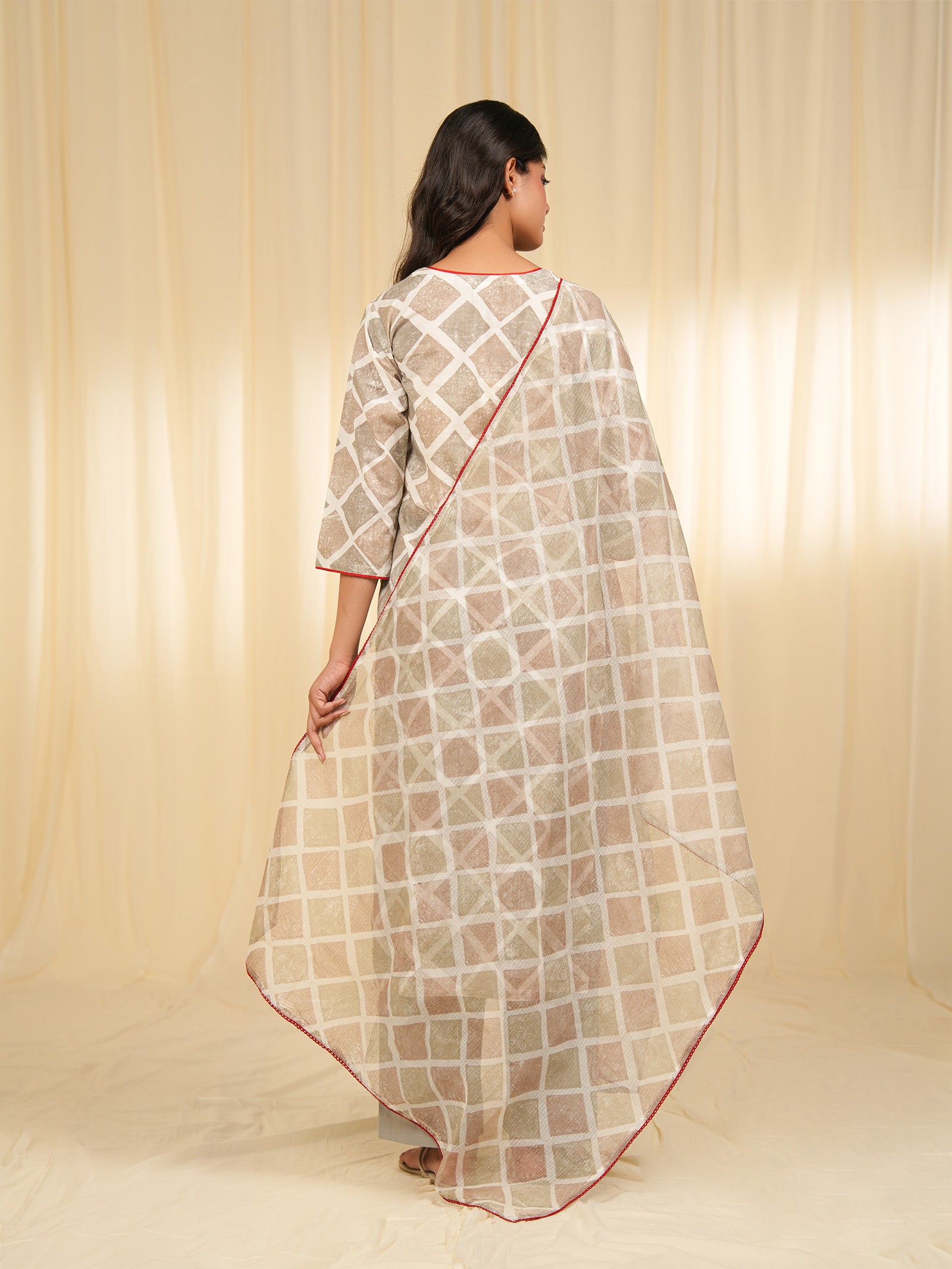Grey Square Kota Dupatta