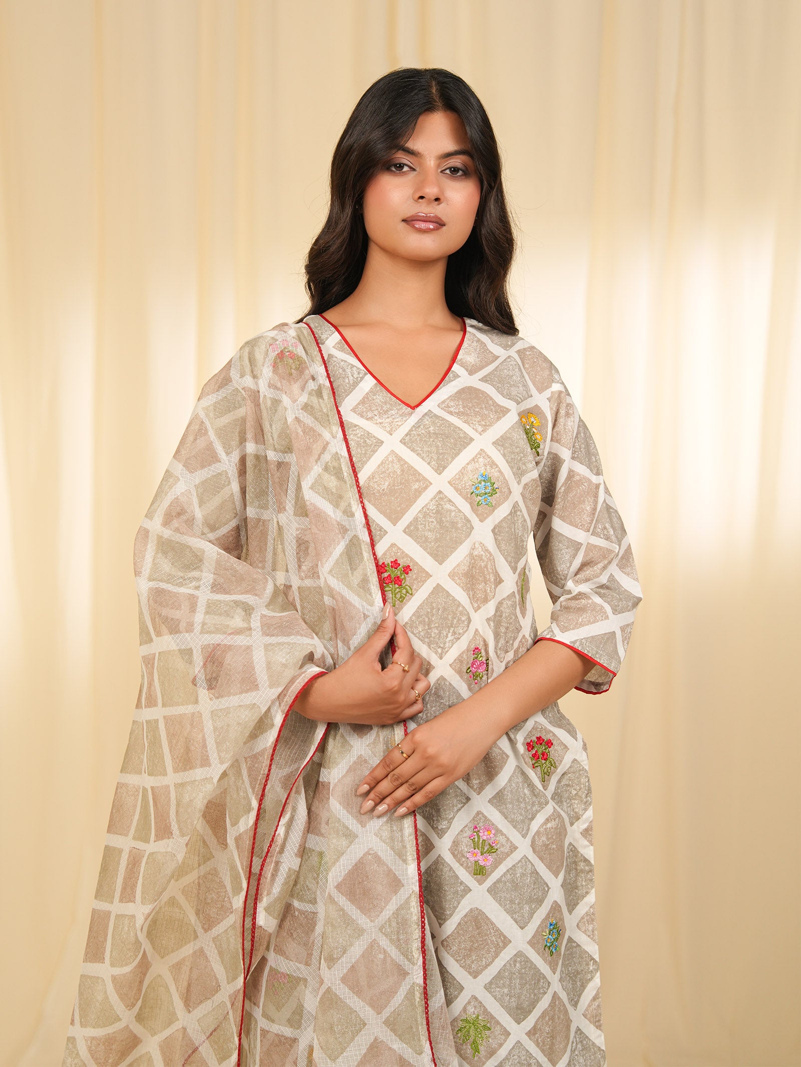 Grey Square Kota Dupatta