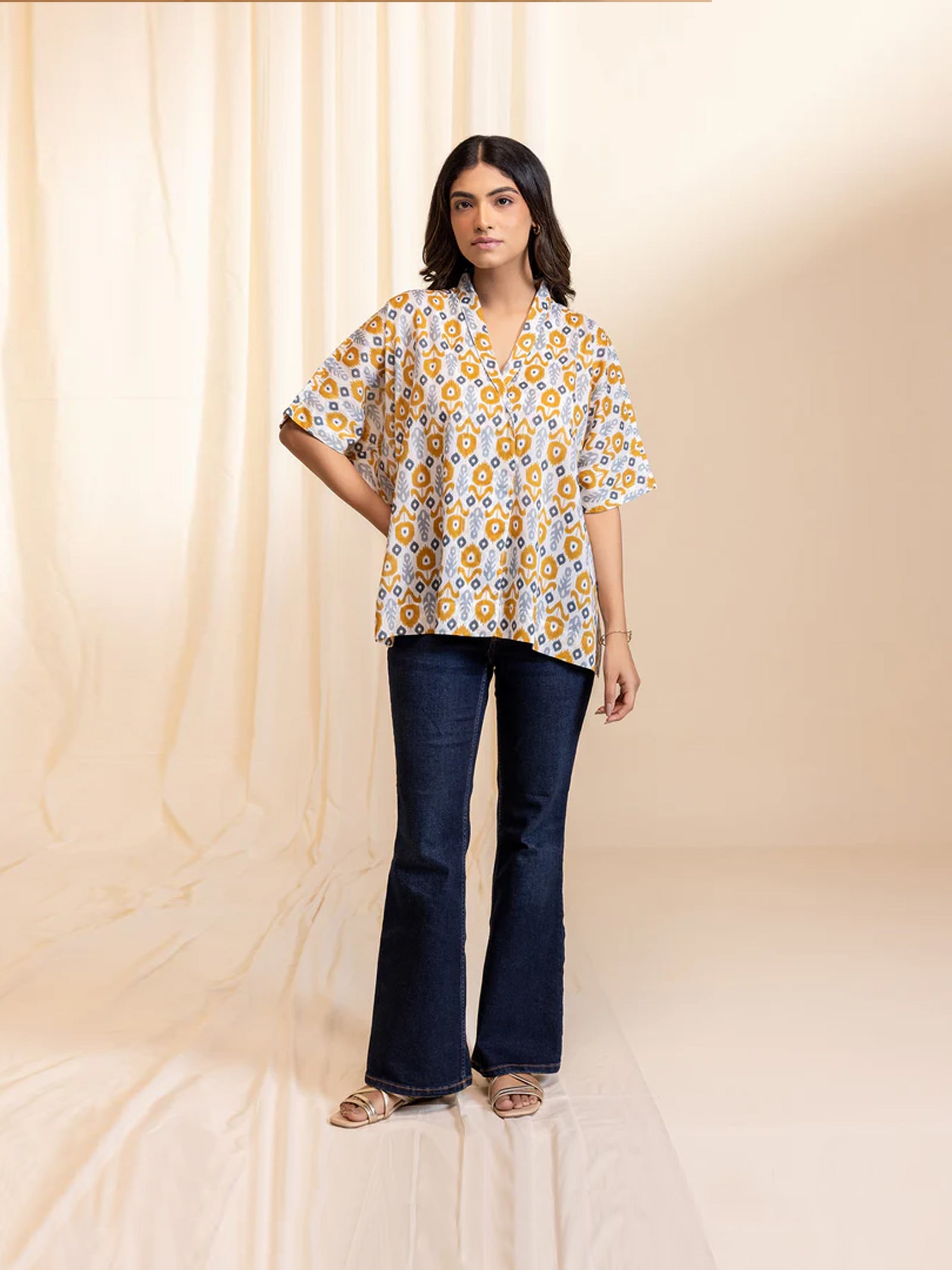 Ikat Redefined Ochre Voile Shirt