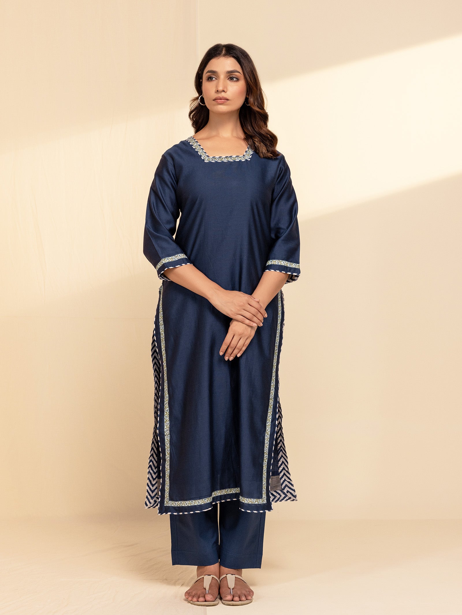 In Indigo Chanderi Kurta