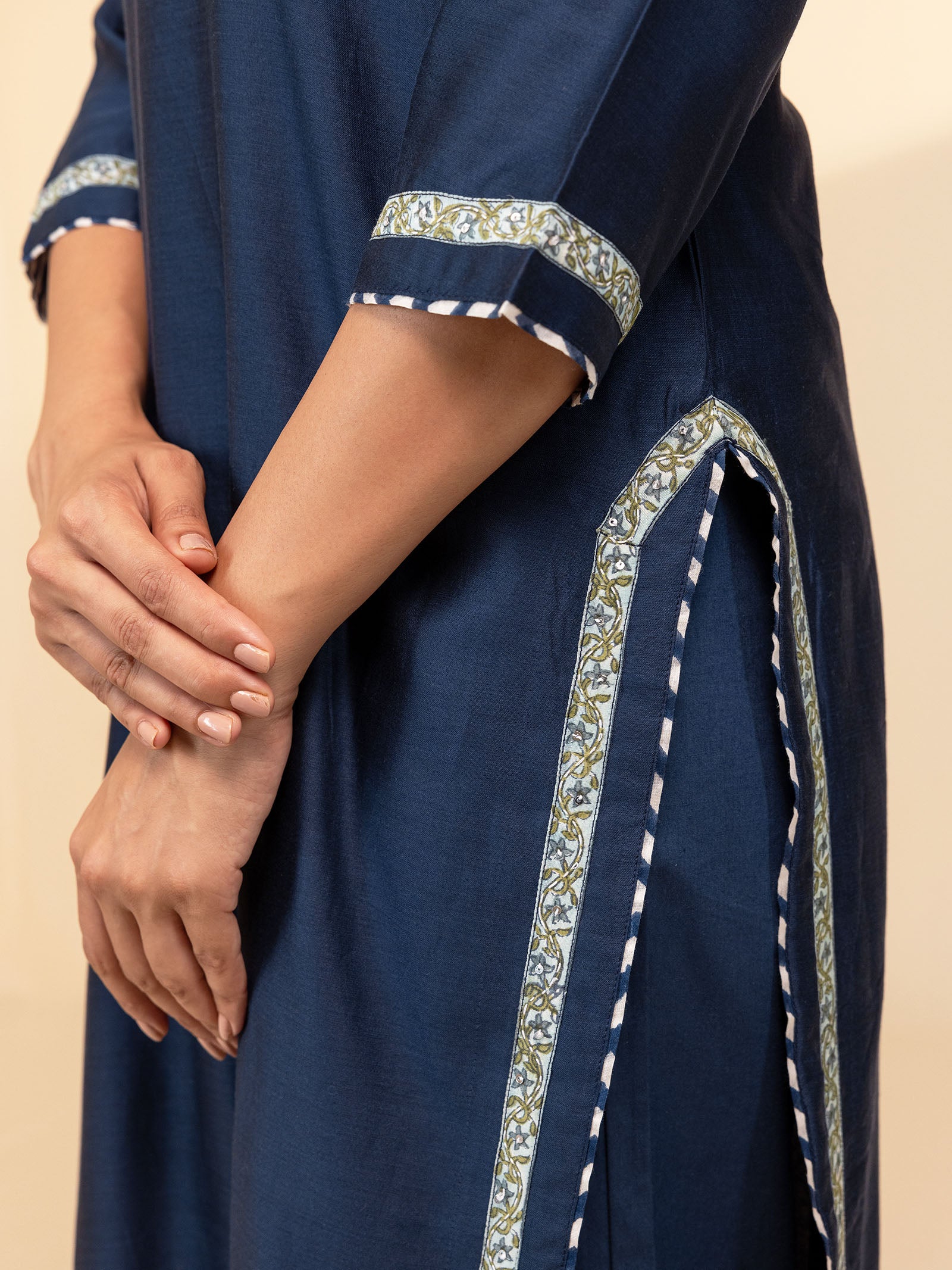 In Indigo Chanderi Kurta