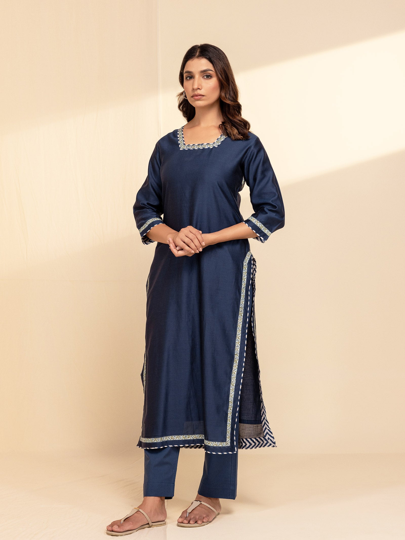 In Indigo Chanderi Kurta