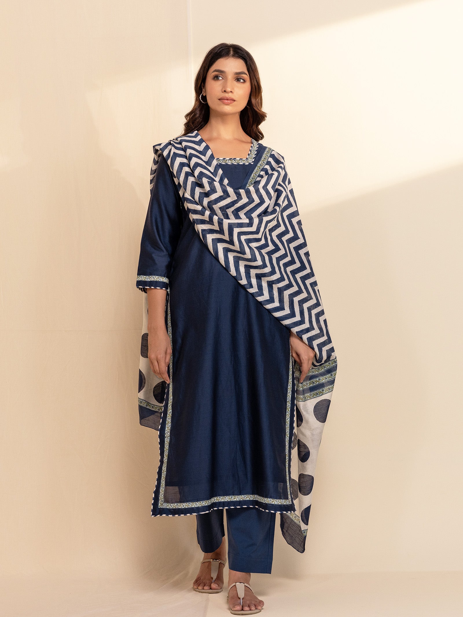 In Indigo Chanderi Dupatta