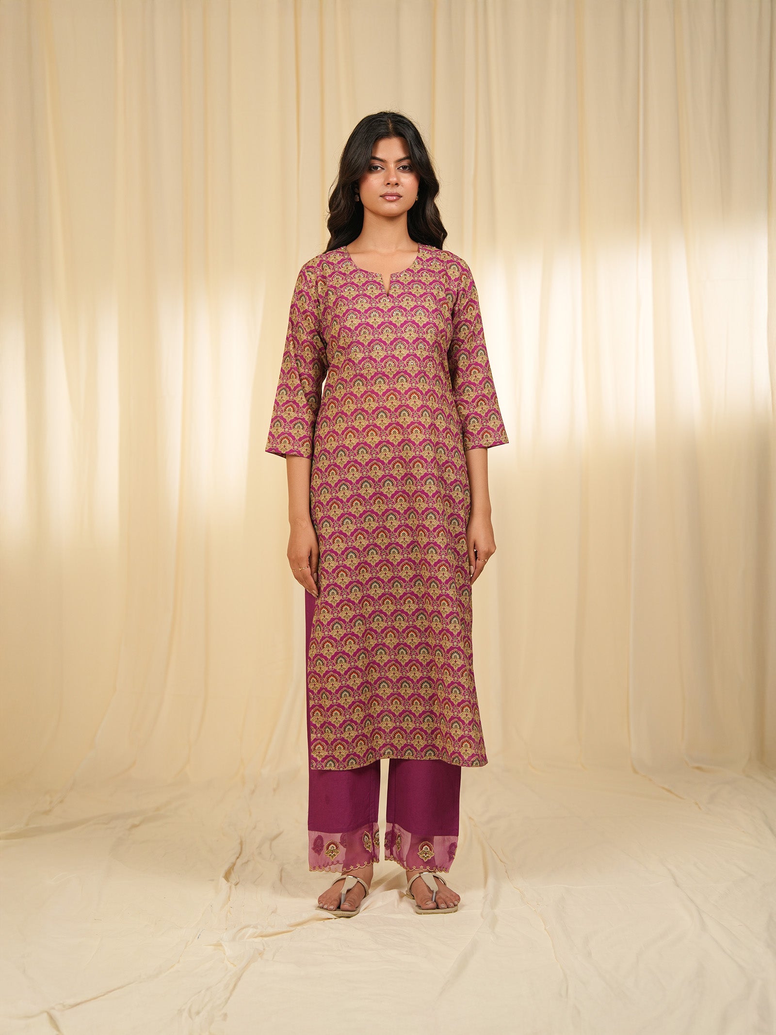 Indian Chintz Grape Cotton Kurta