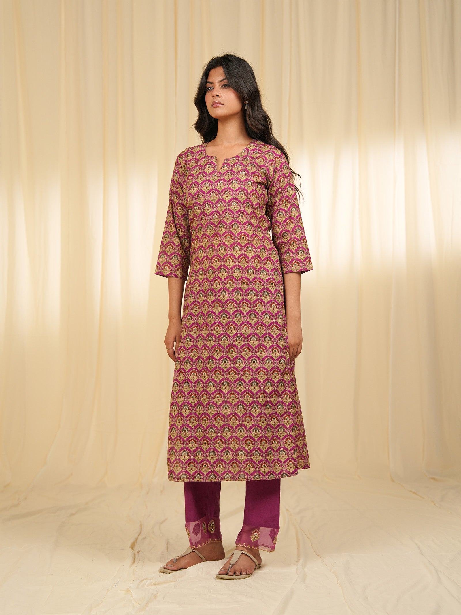 Indian Chintz Grape Cotton Kurta