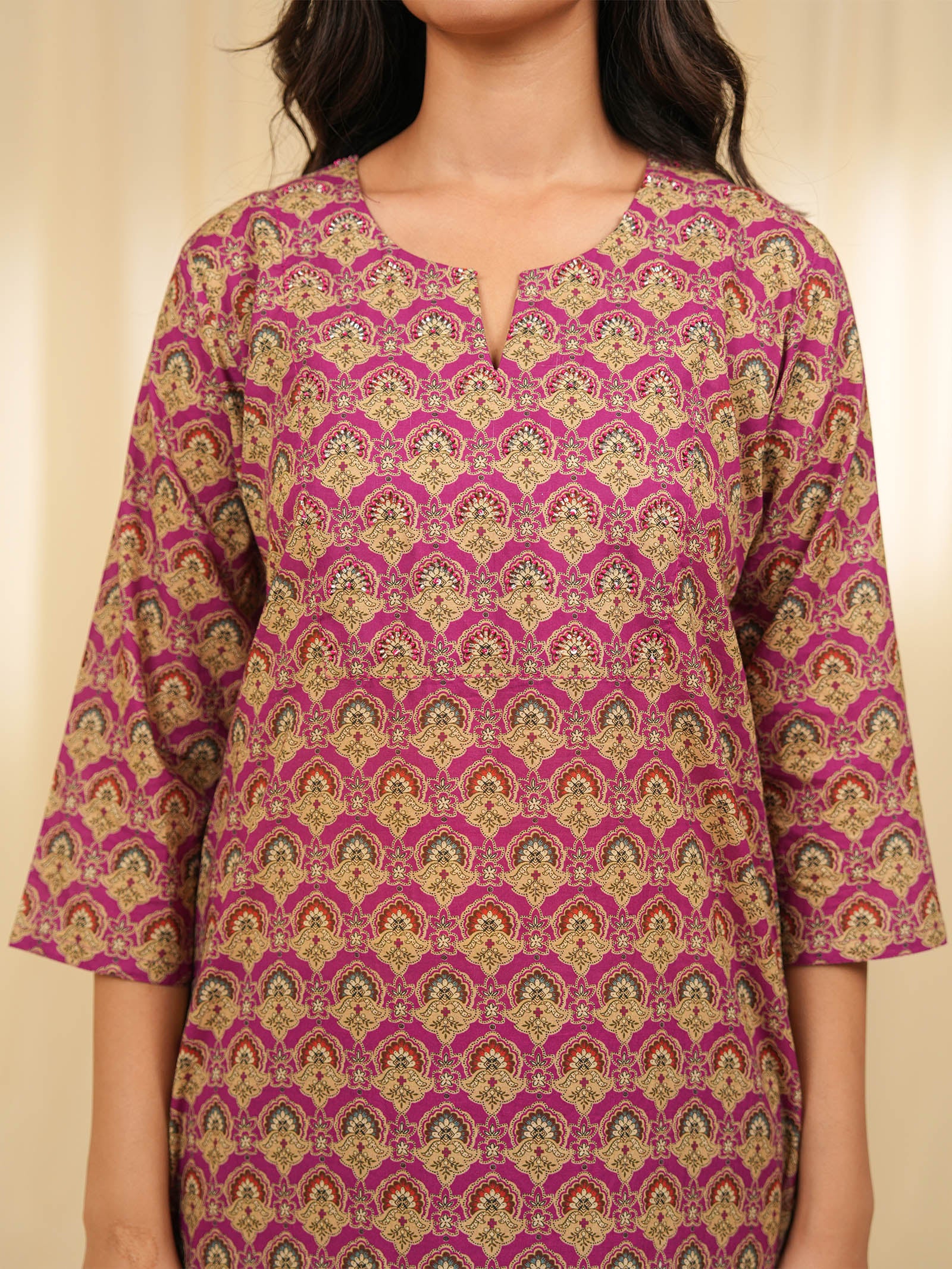 Indian Chintz Grape Cotton Kurta