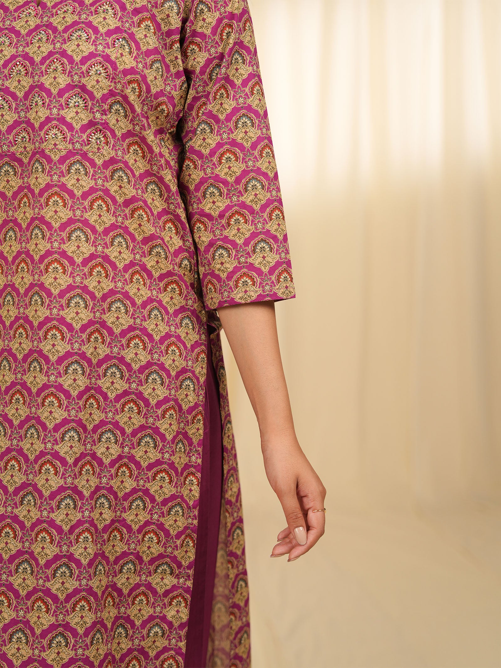 Indian Chintz Grape Cotton Kurta