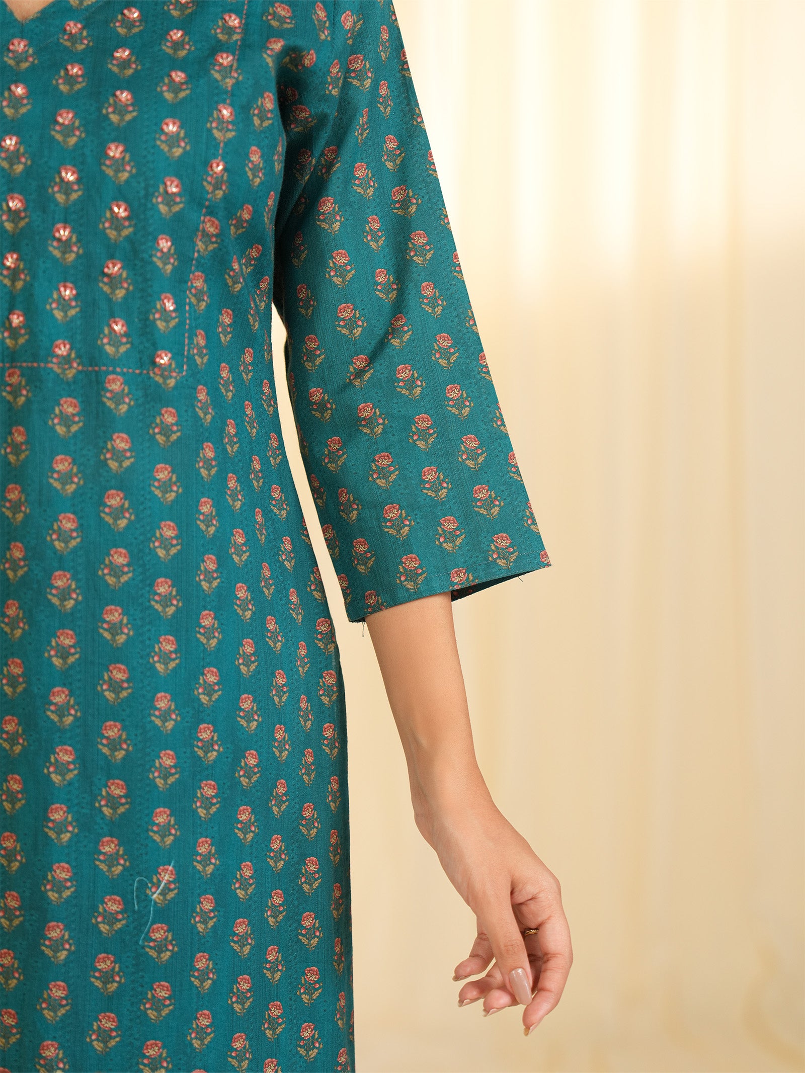 Indian Chintz Peacock Cotton Kurta