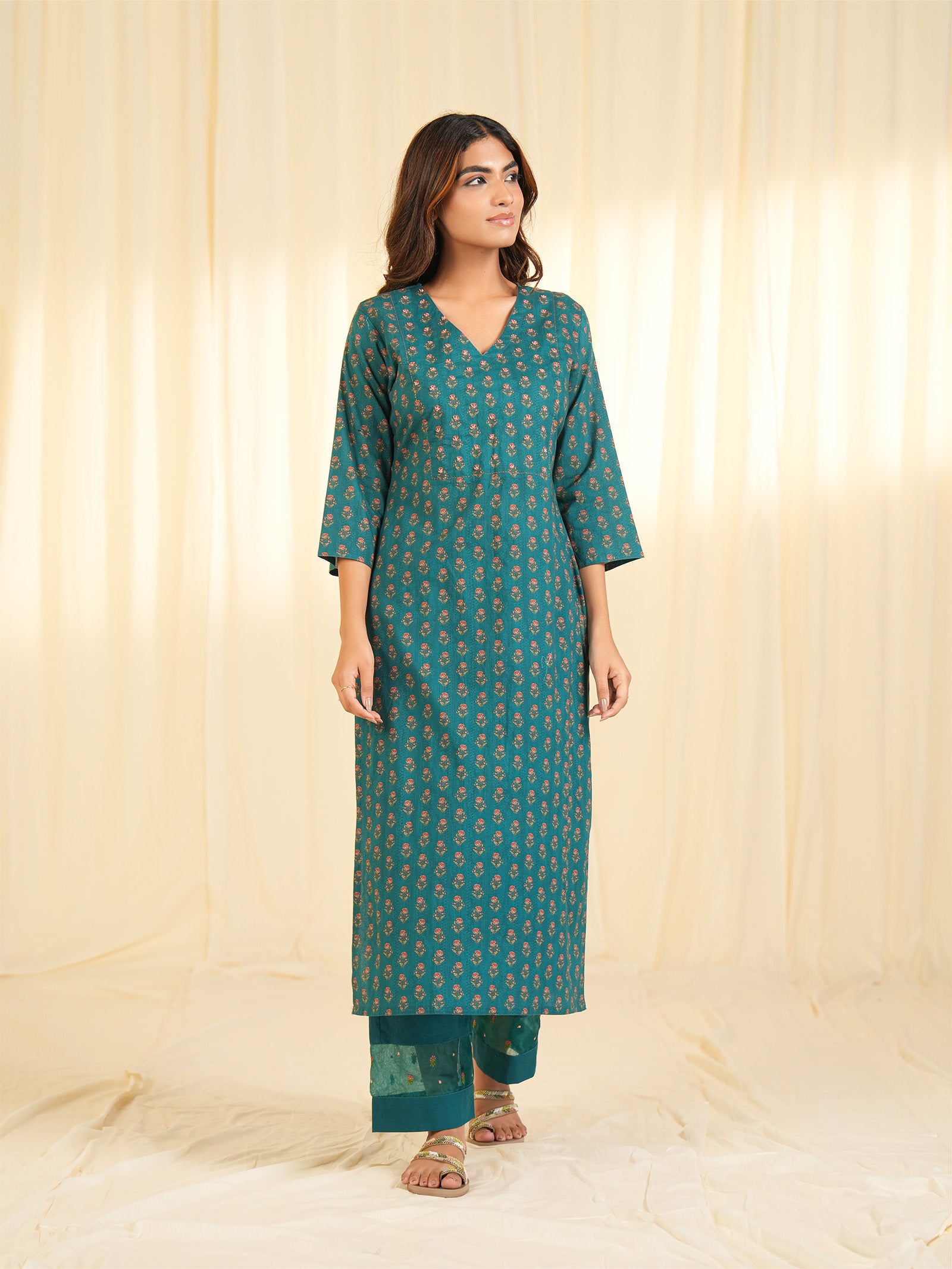 Indian Chintz Peacock Cotton Kurta