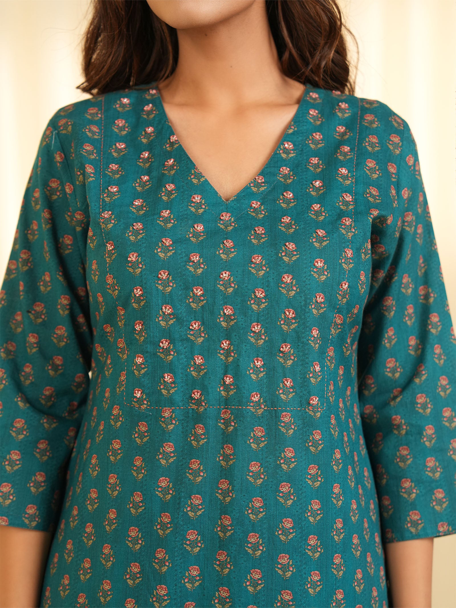 Indian Chintz Peacock Cotton Kurta