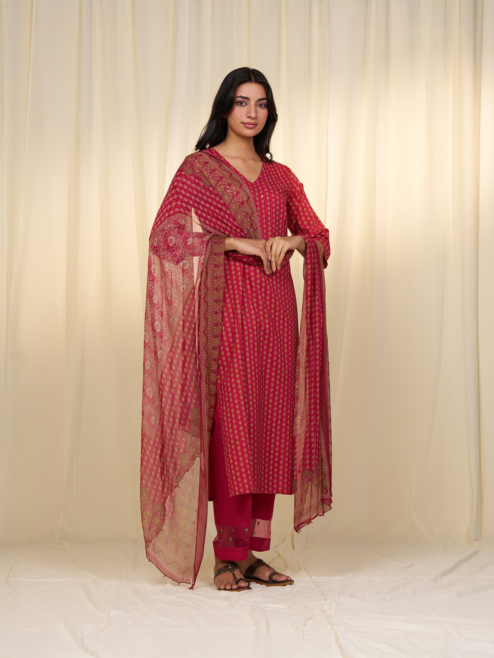 Indian Chintz Sherry Chiffon Dupatta