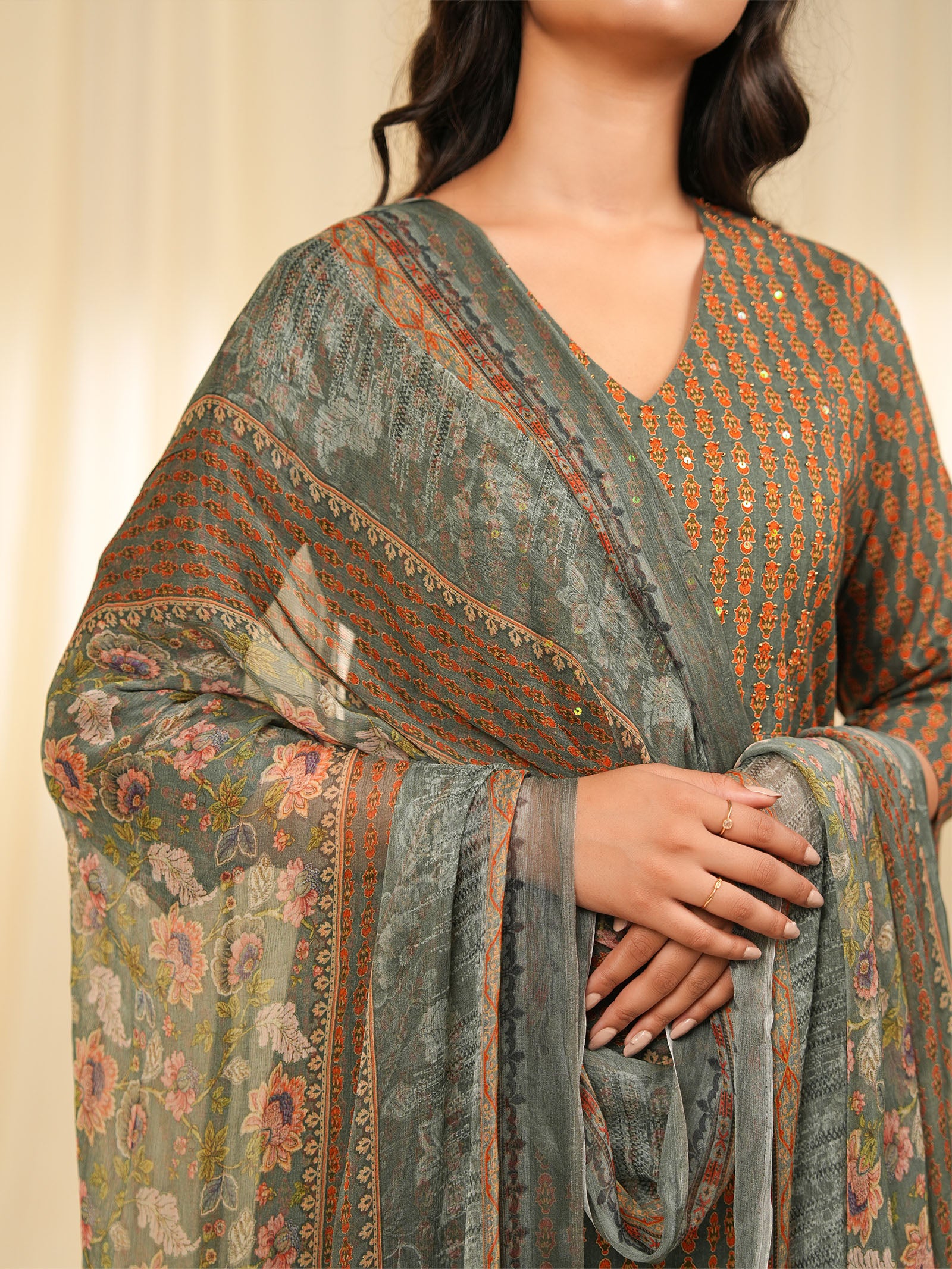Indian Chintz Tarnish Chiffon Dupatta