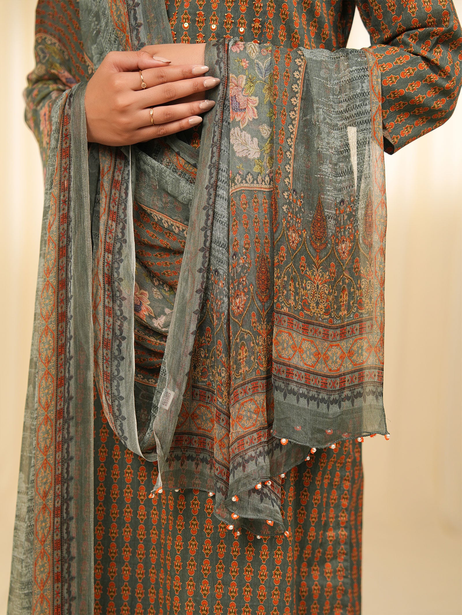 Indian Chintz Tarnish Chiffon Dupatta