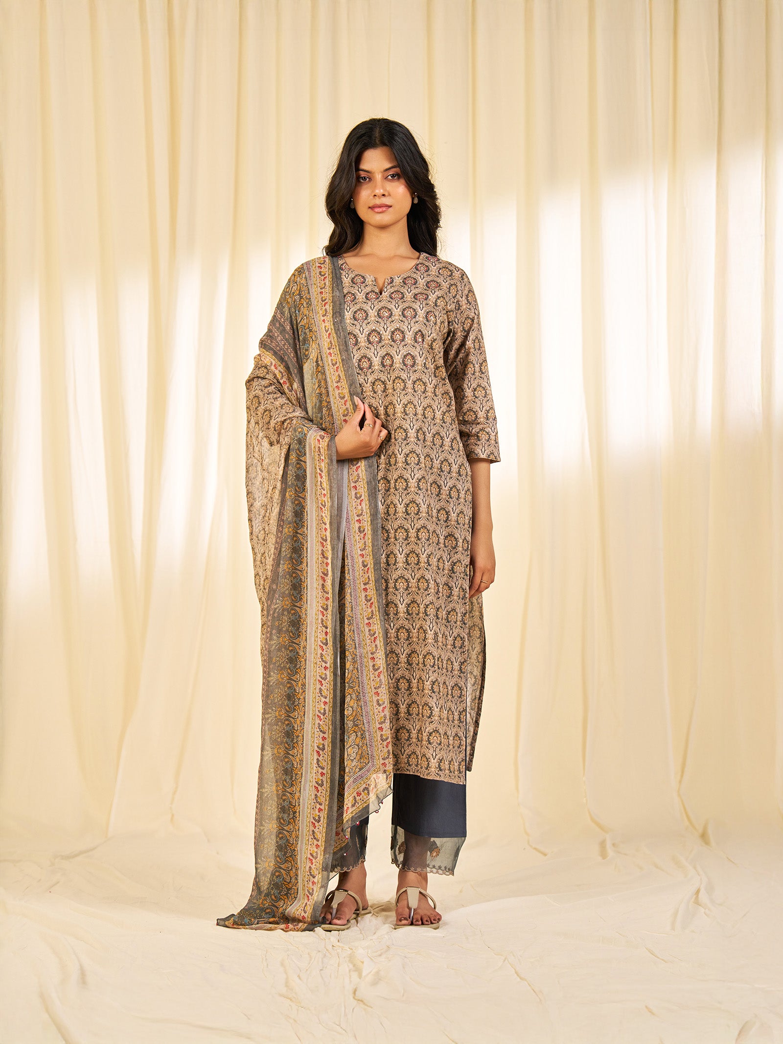 Indian Chintz Truffle Chiffon Dupatta