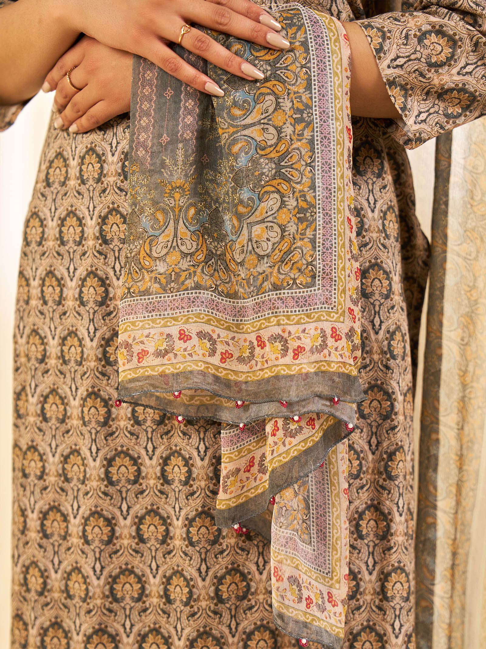 Indian Chintz Truffle Chiffon Dupatta
