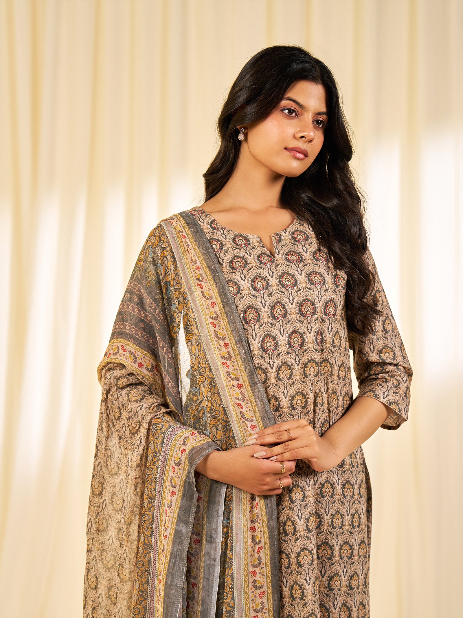 Indian Chintz Truffle Chiffon Dupatta