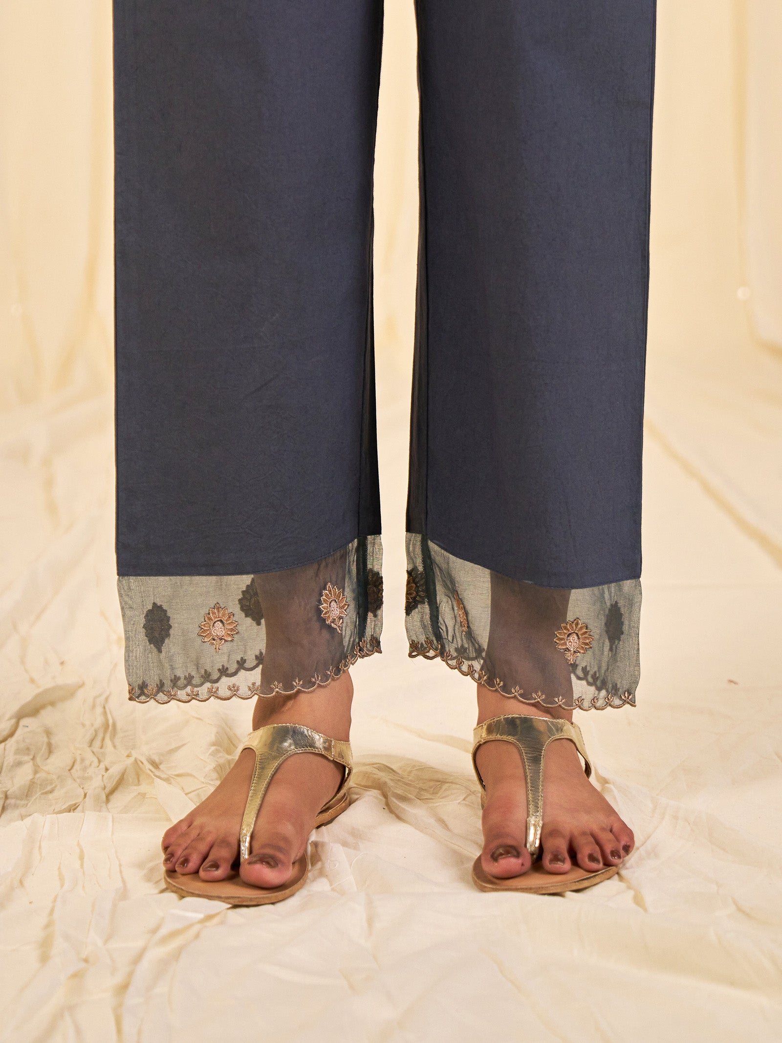 Indian Chintz Truffle Cotton Straight Pants