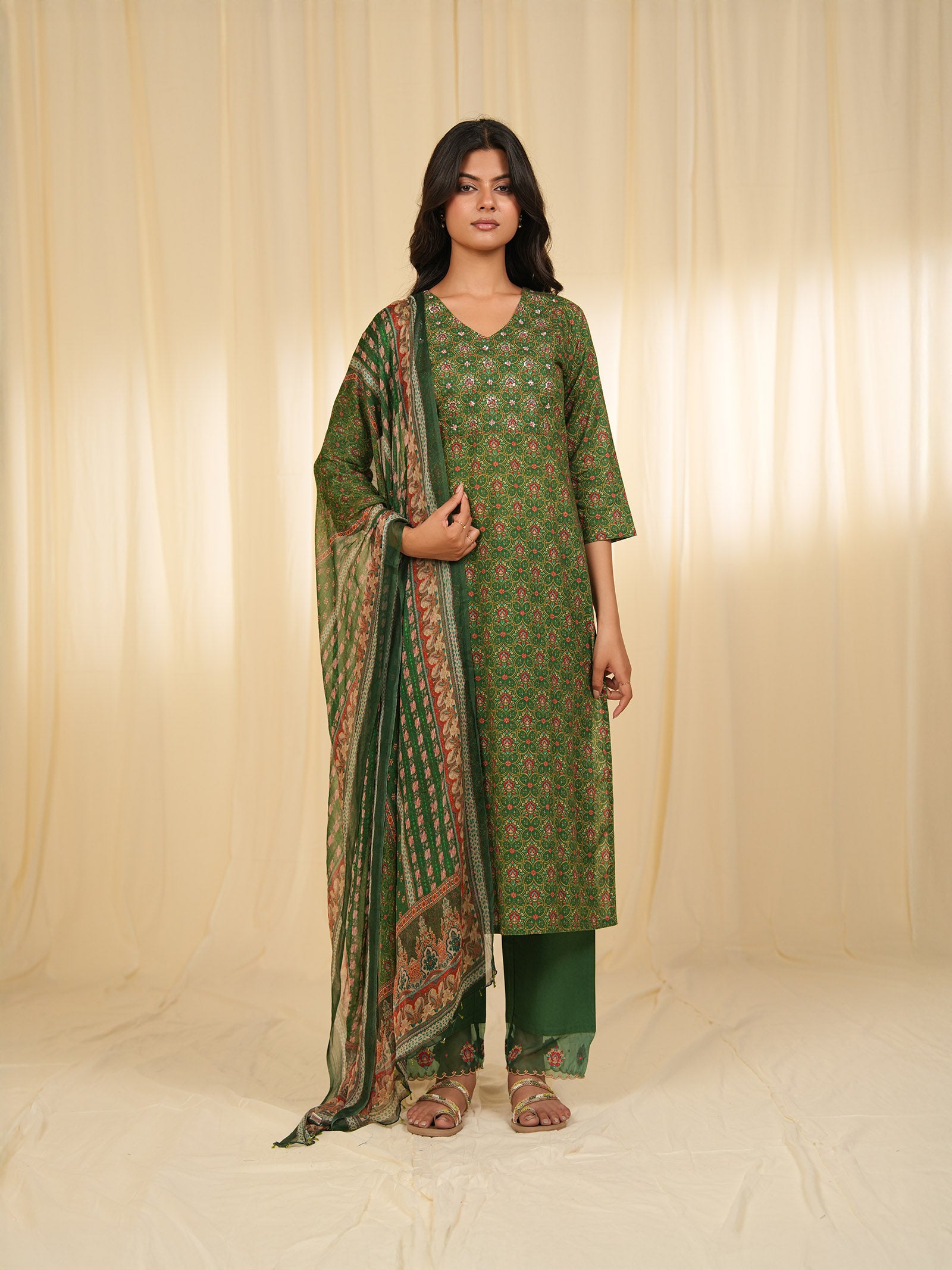 Indian Chintz Verdant Chiffon Dupatta
