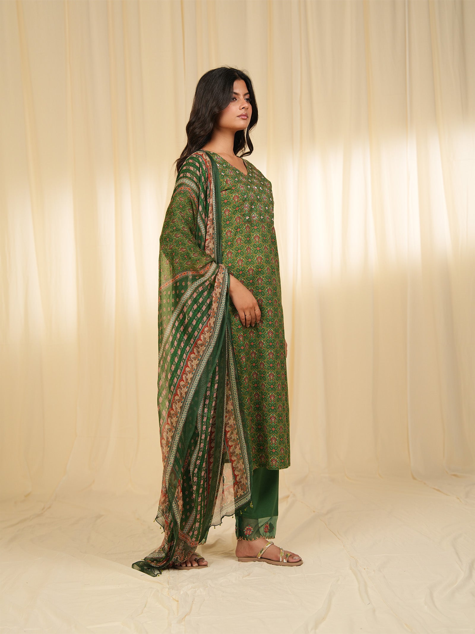 Indian Chintz Verdant Chiffon Dupatta