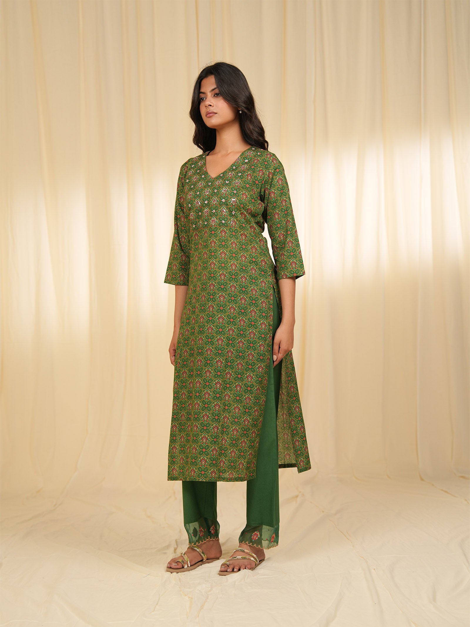 Indian Chintz Verdant Cotton Kurta