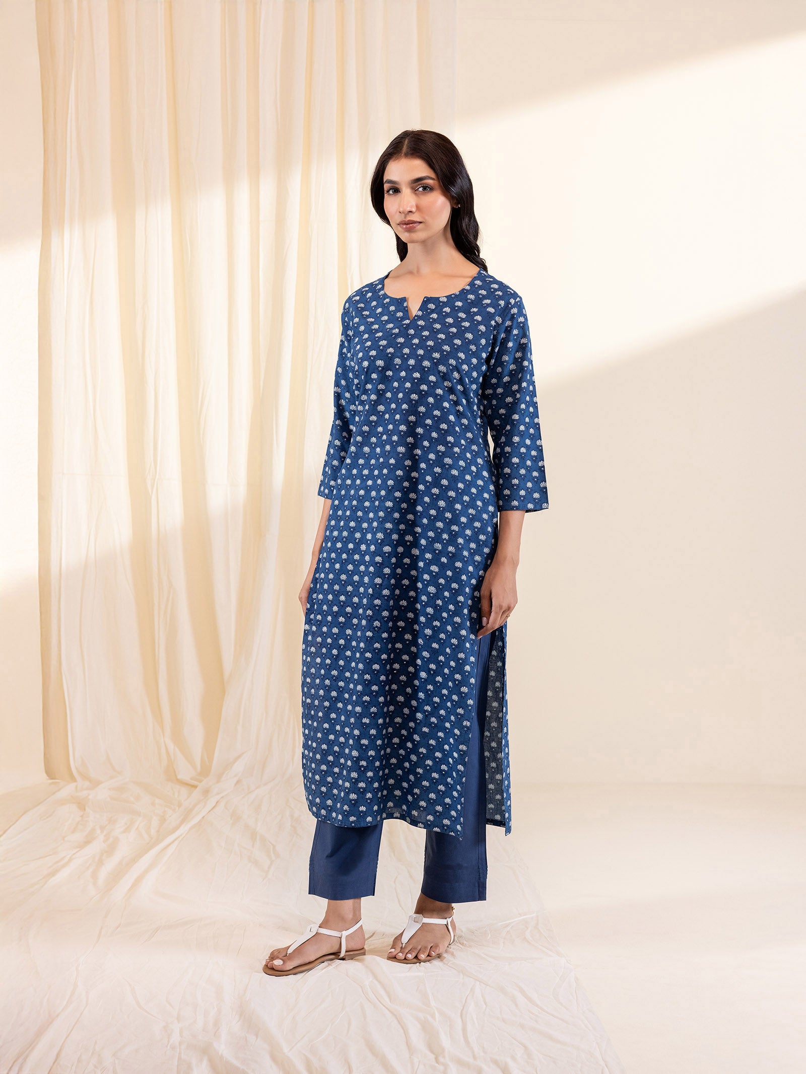 Indigo Diamonds Cotton Kurta