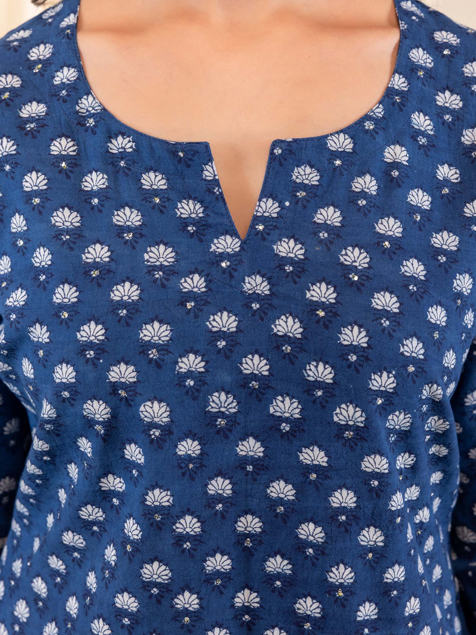 Indigo Diamonds Cotton Kurta