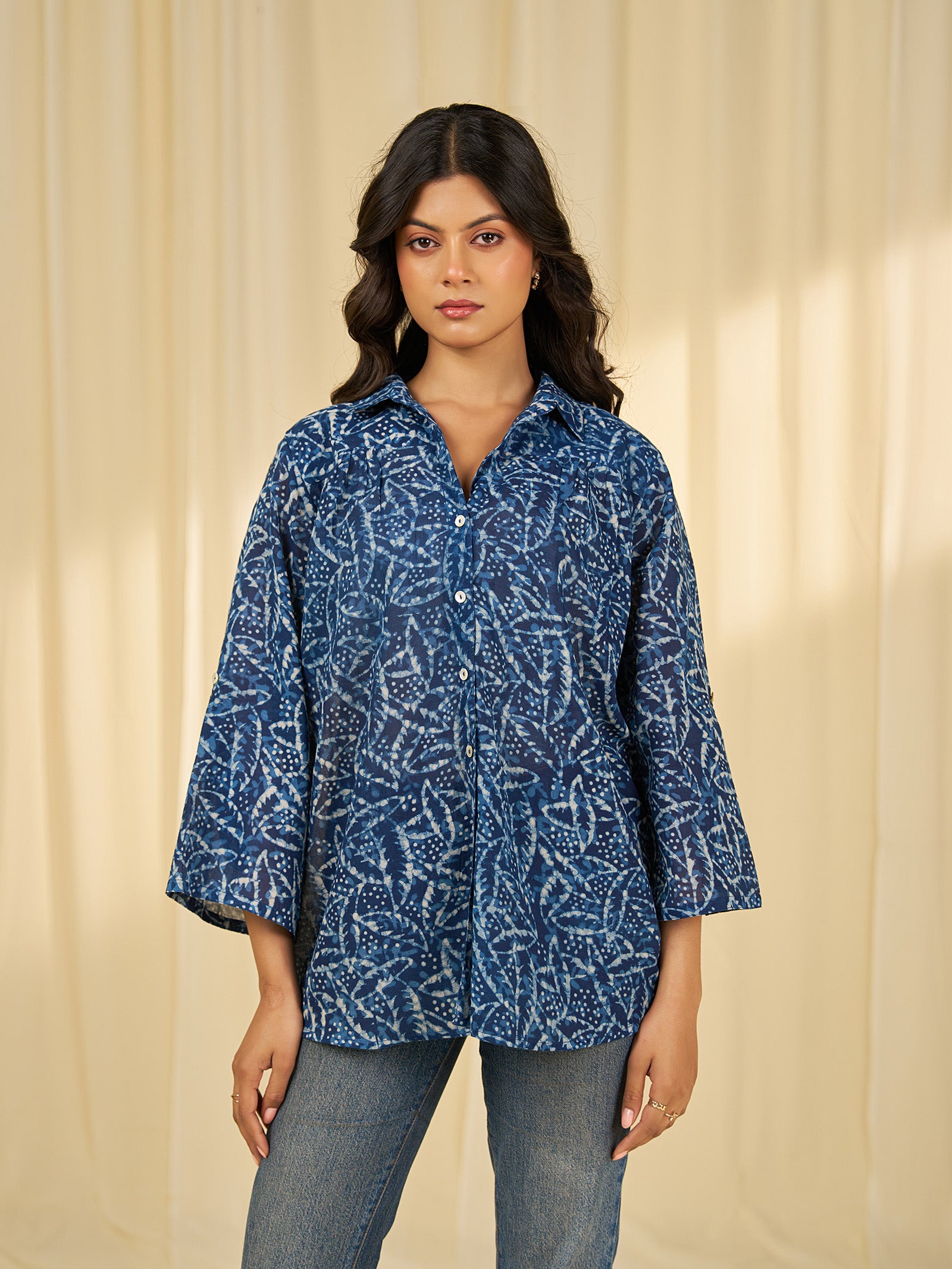 Indigo Leaf Cotton Shirt