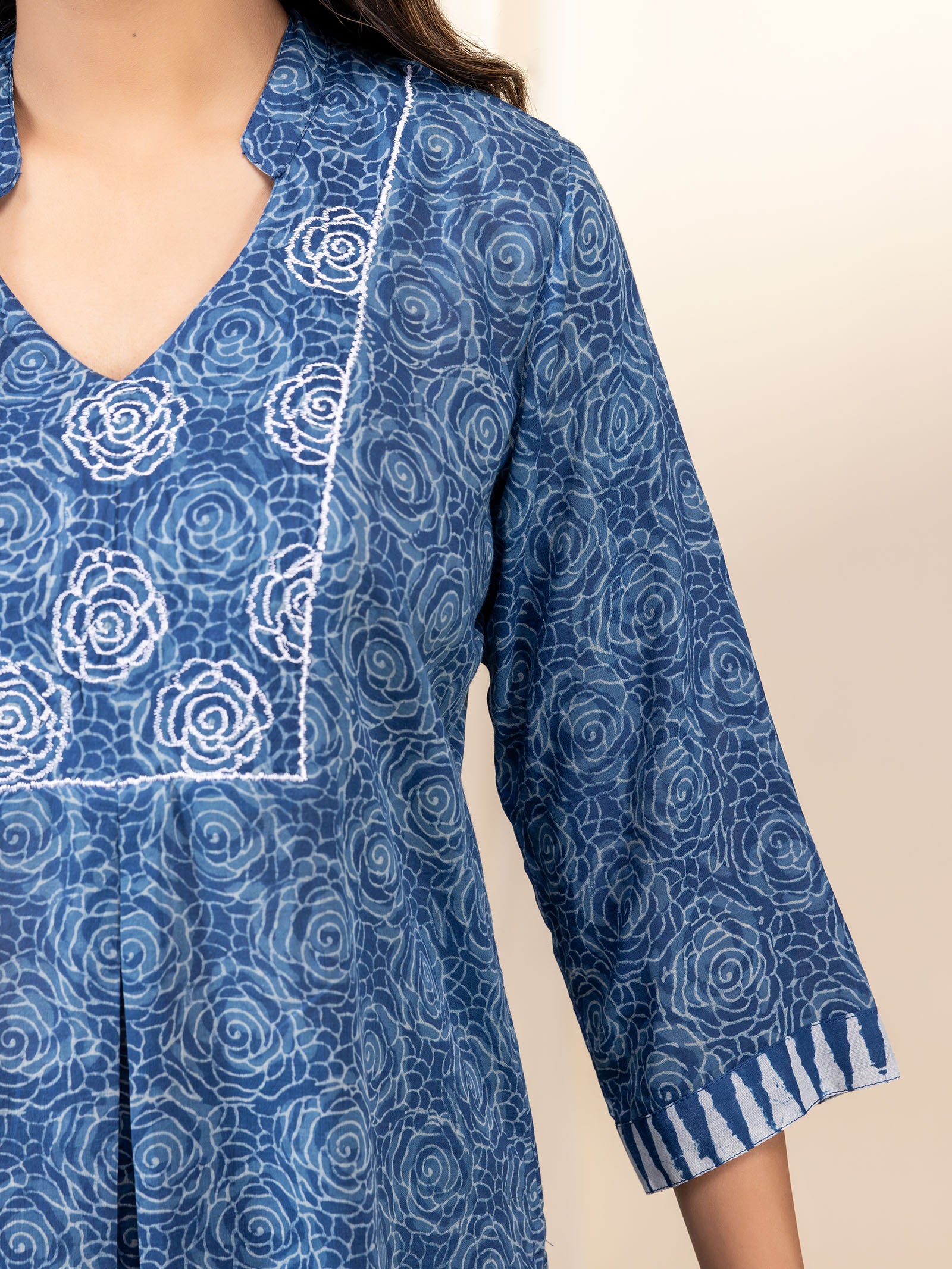 Indigo Roses Voile Kurti