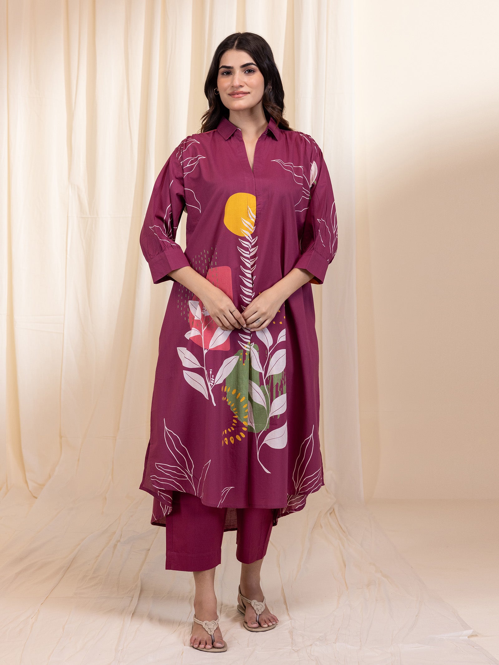Boho Purple Cotton Kurta