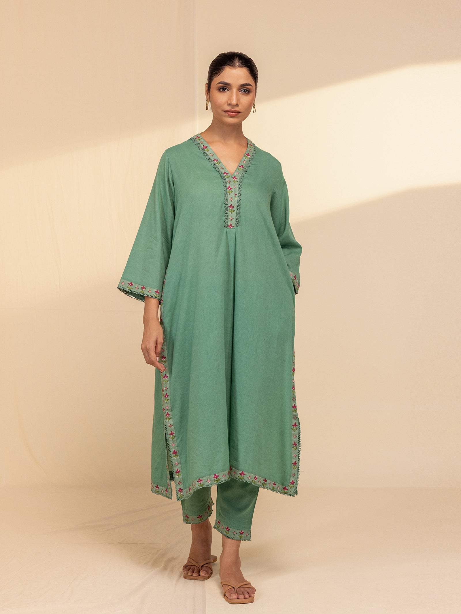 Sketch Book Green Voile Kurta