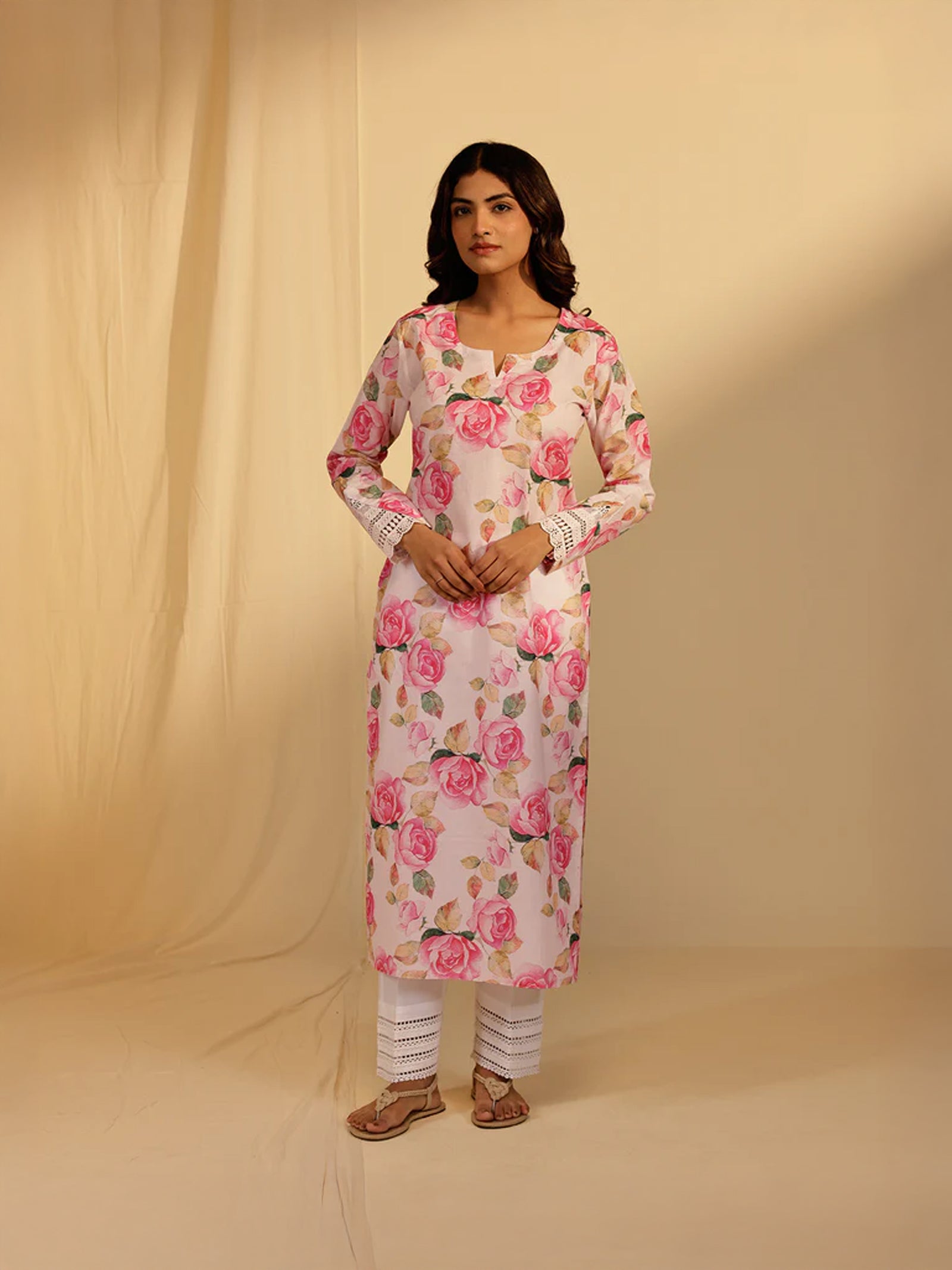 Bold And Beautiful Cotton Kurta - (Pink)