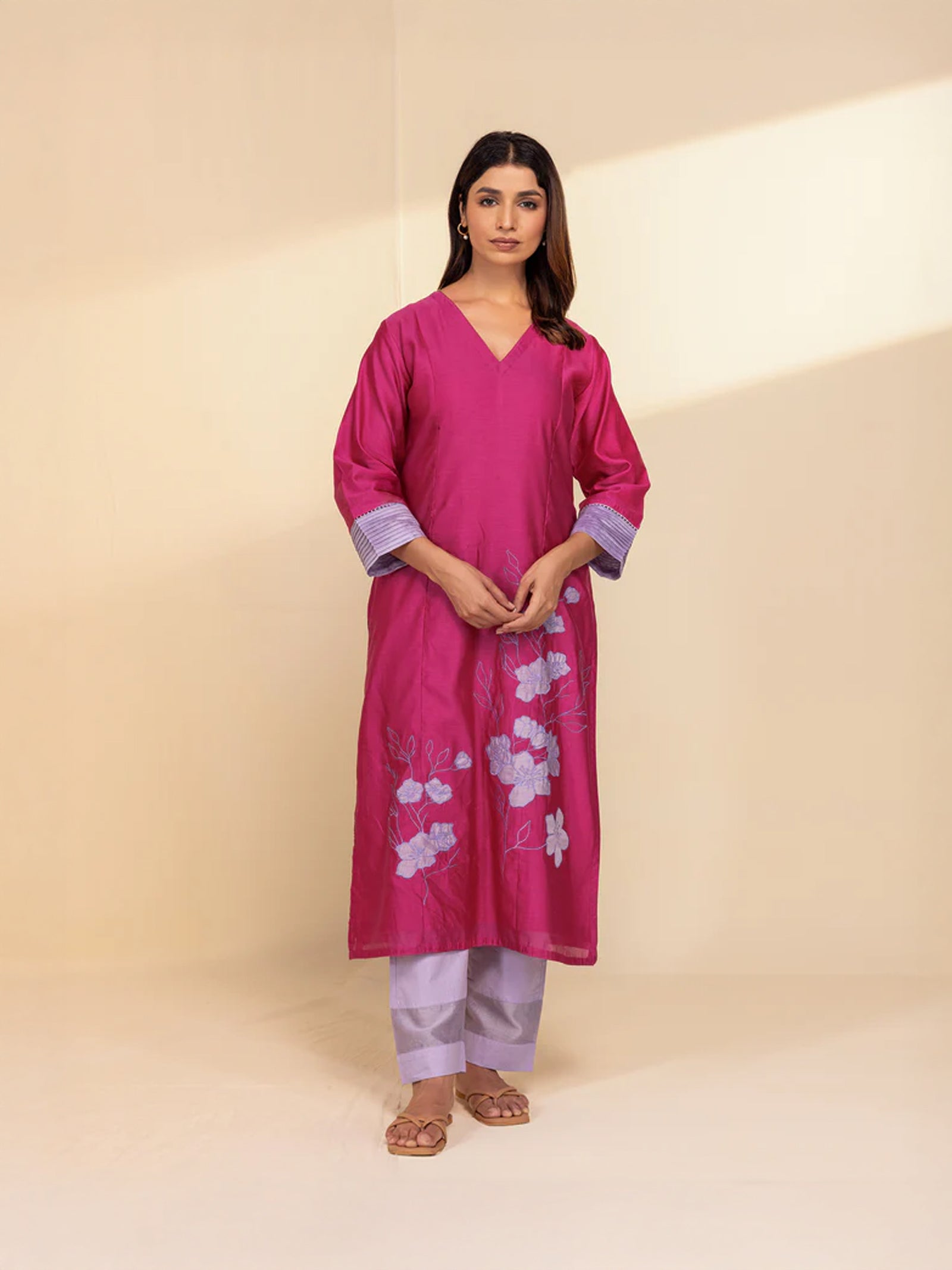 C-B Pink Chanderi Kurta