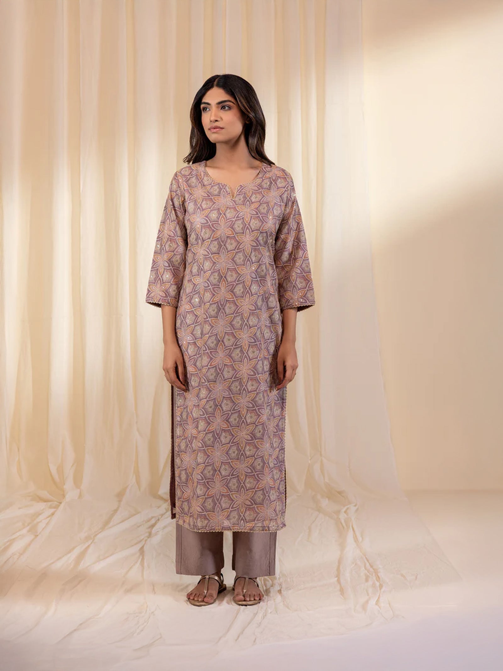 Celebration Mauve Chanderi Kurta