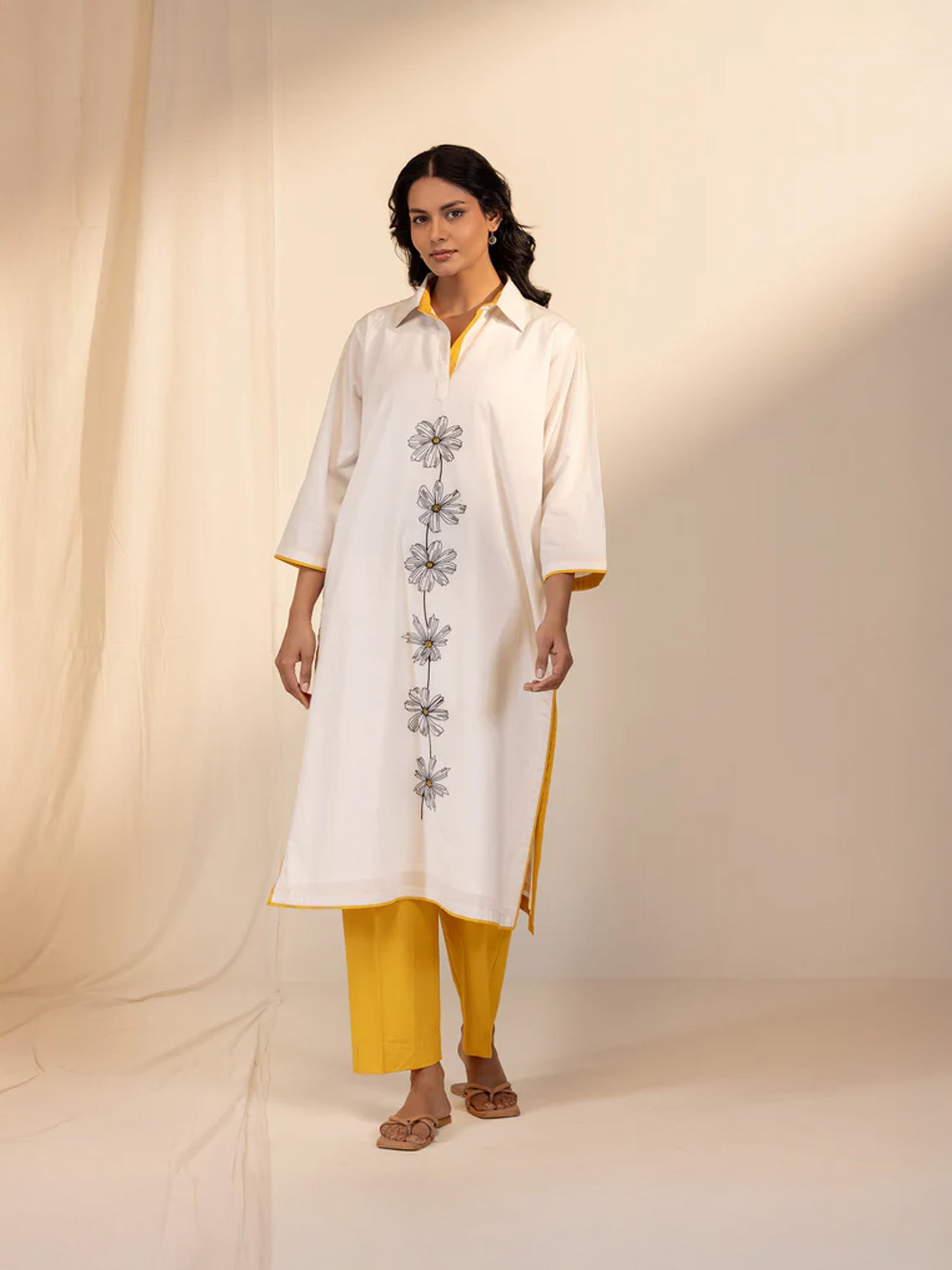 Colour Chrome Ochre Cotton Kurta