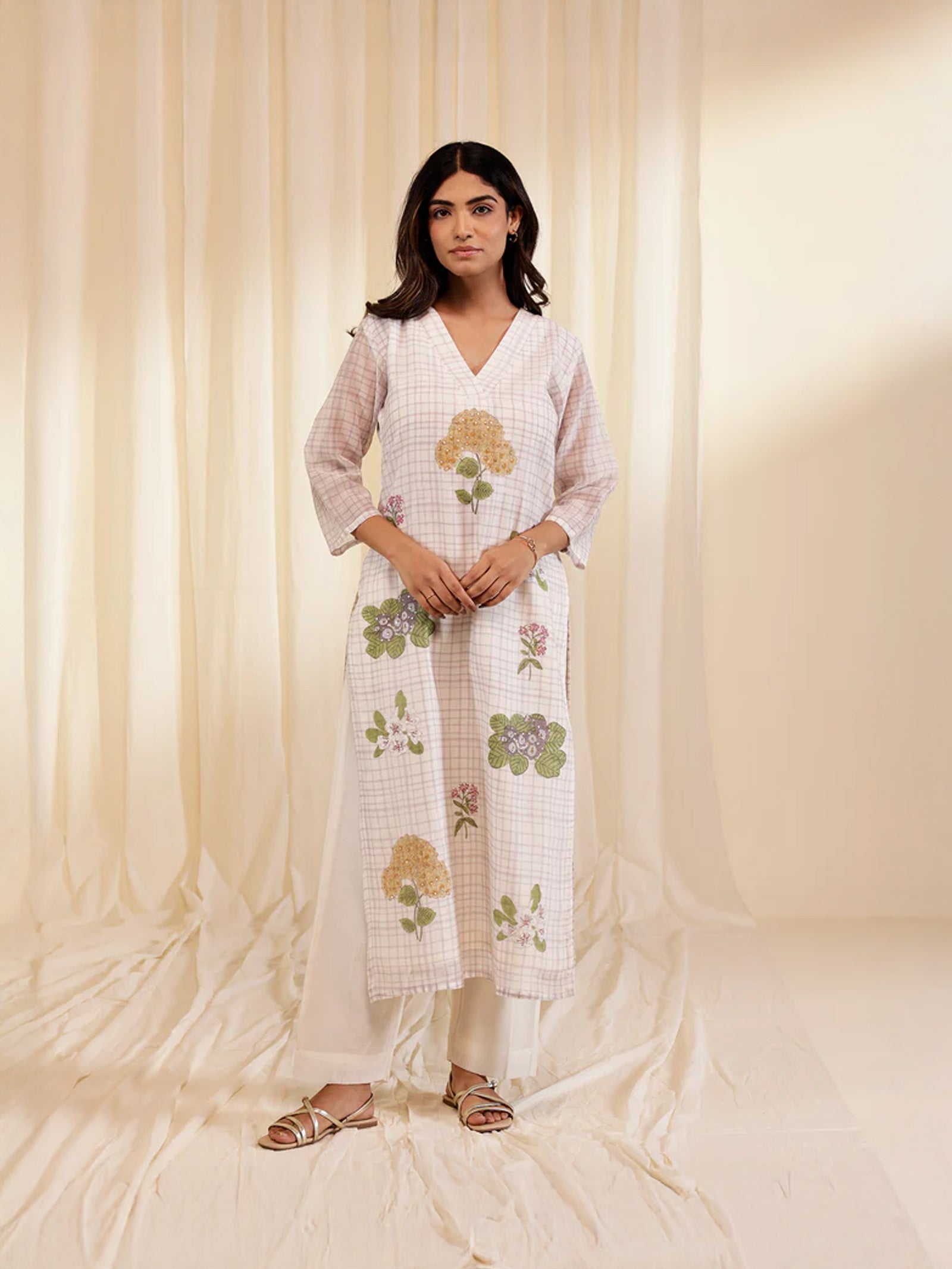 Fussy Fusion Lavender Chanderi Kurta