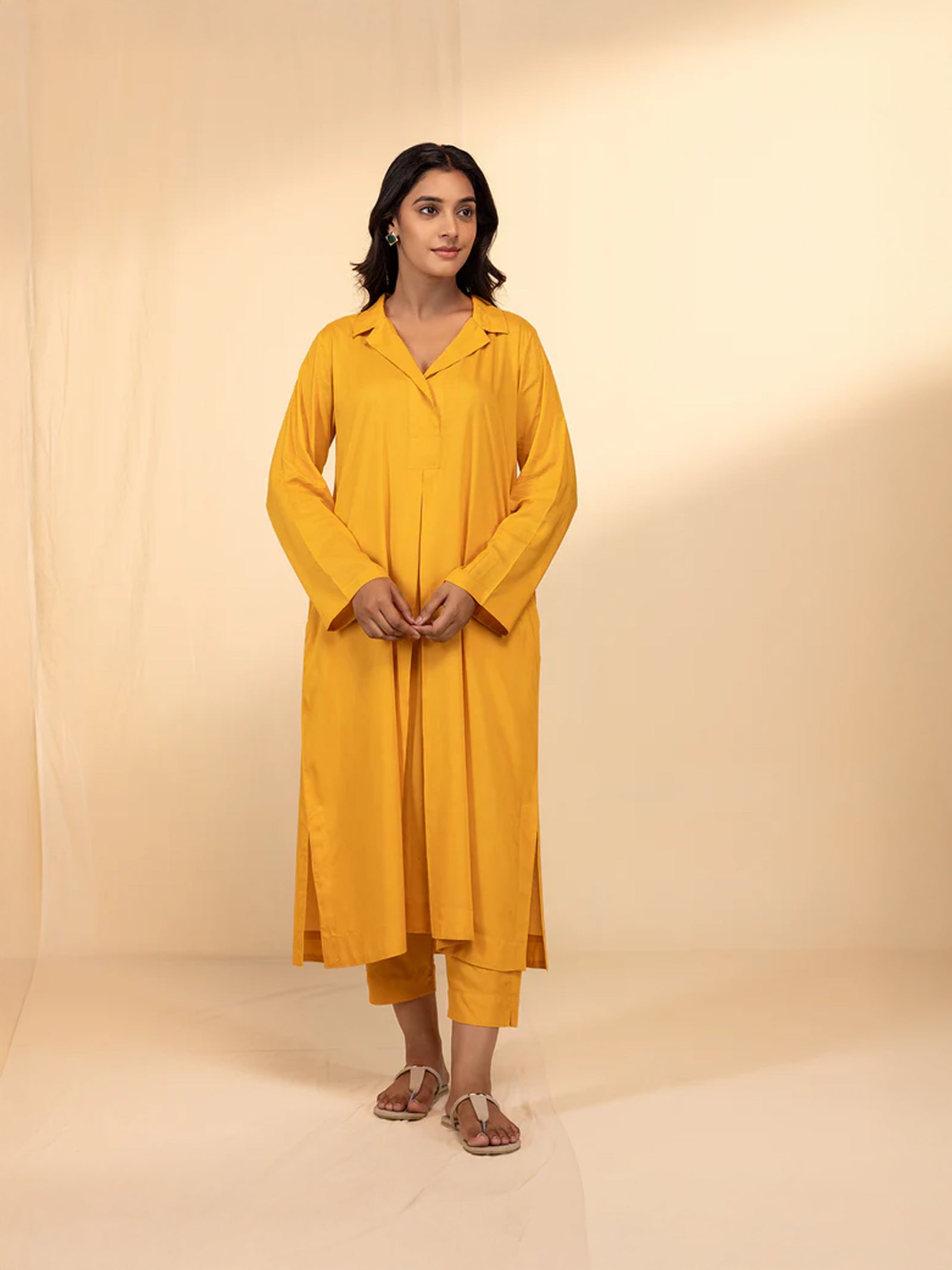 Mustard Melody Viscose Cotton Twin Set (Set Of 2 Pcs)