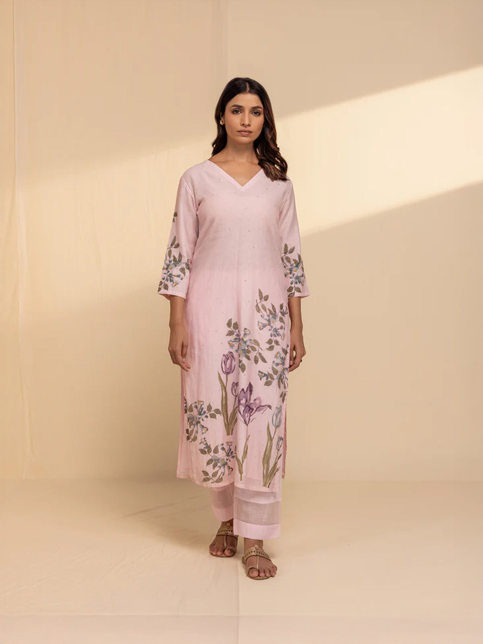 Painter's Palette Pink Chanderi Kurta