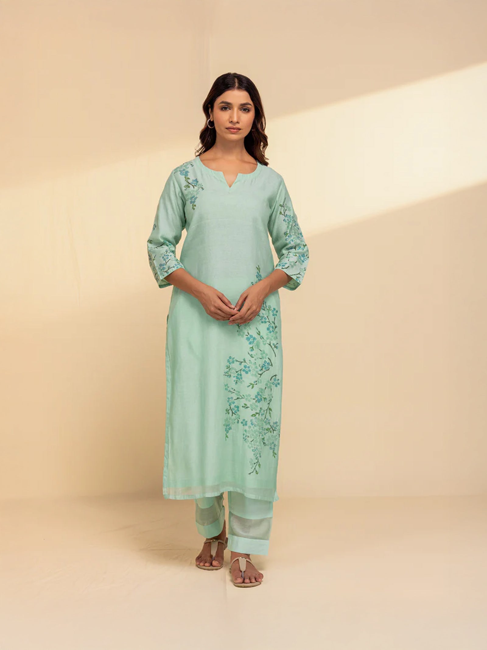 Painters Palette Sea Green Chanderi Kurta