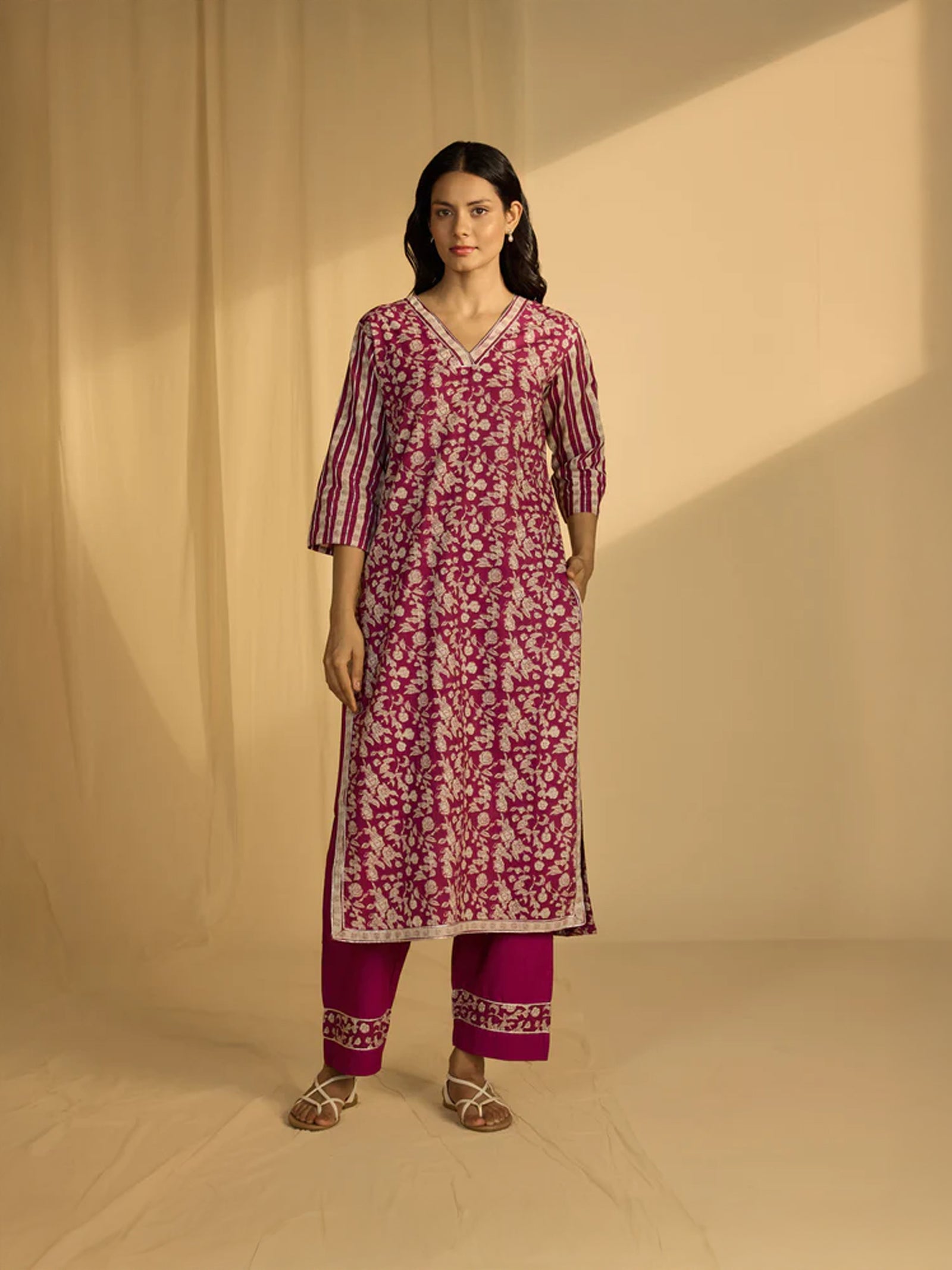 Purple Ink Cotton Kurta