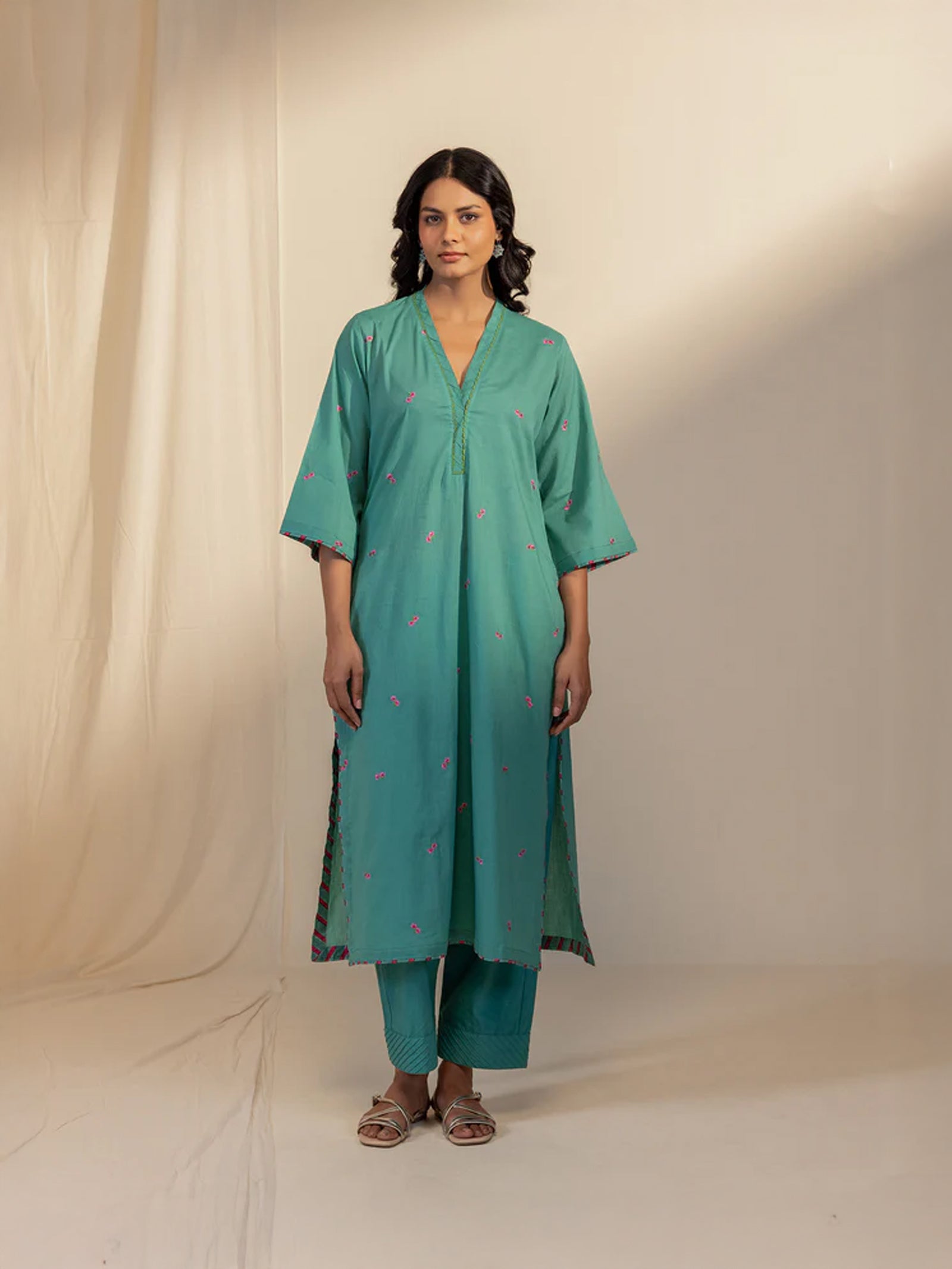 The Artisans Teal Voile Kurta