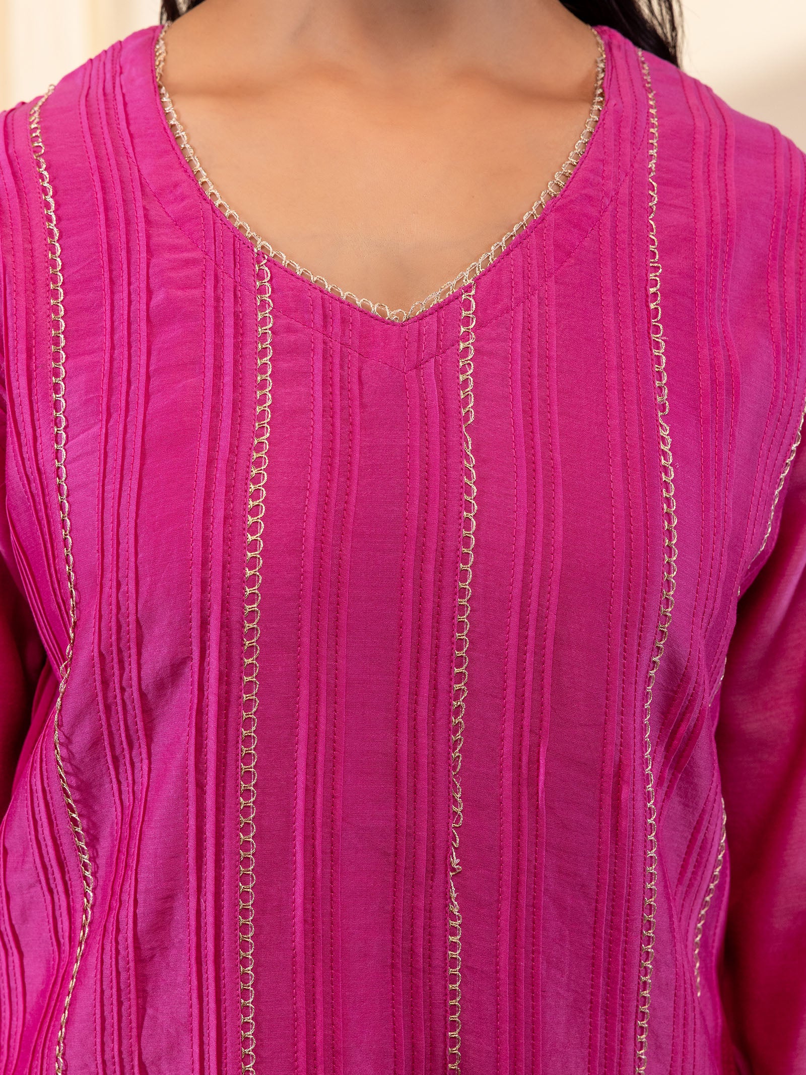 Celebration Magenta Chanderi Kurta