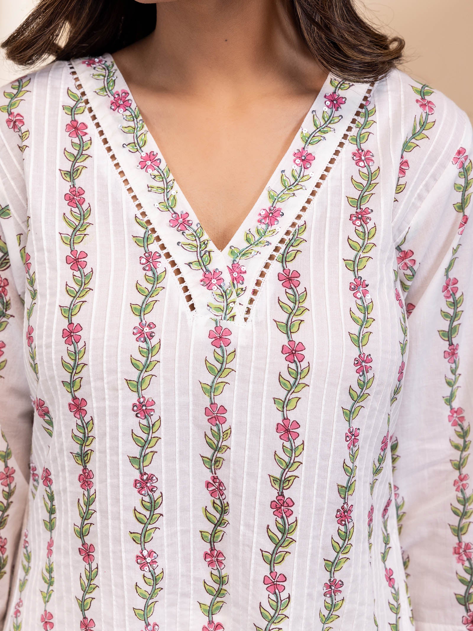 Petal Trails Cotton Kurta