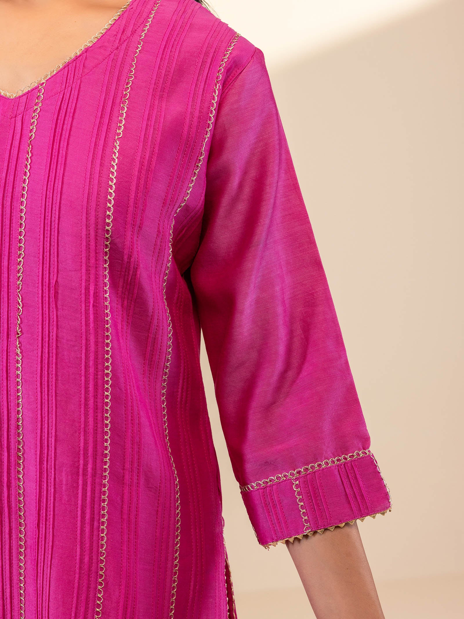 Celebration Magenta Chanderi Kurta