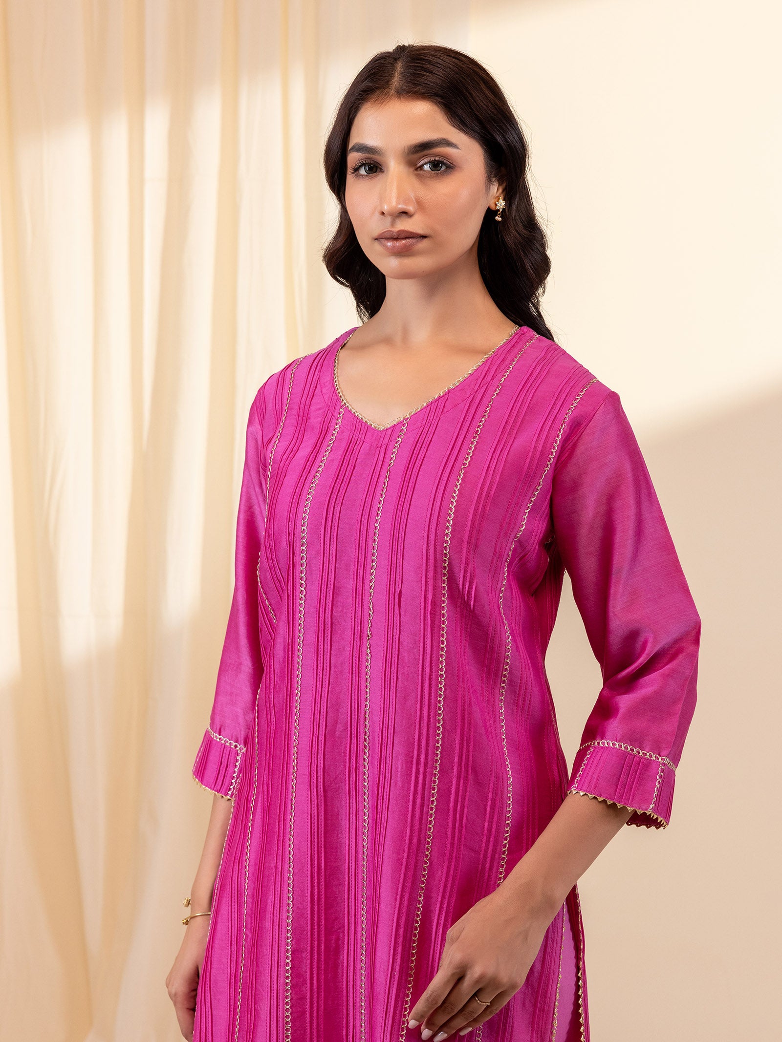 Celebration Magenta Chanderi Kurta