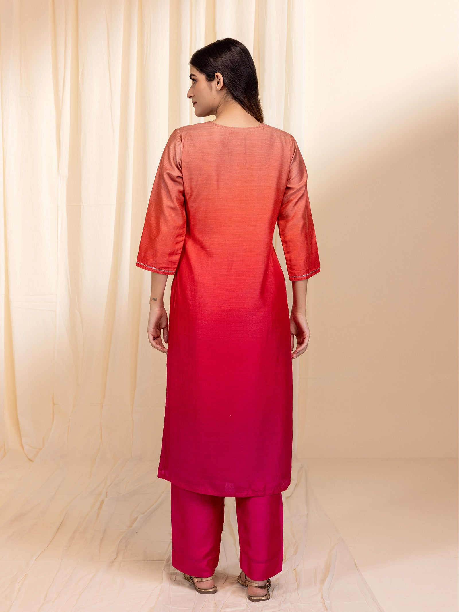 Ombre Peach Modal Muslin Kurta