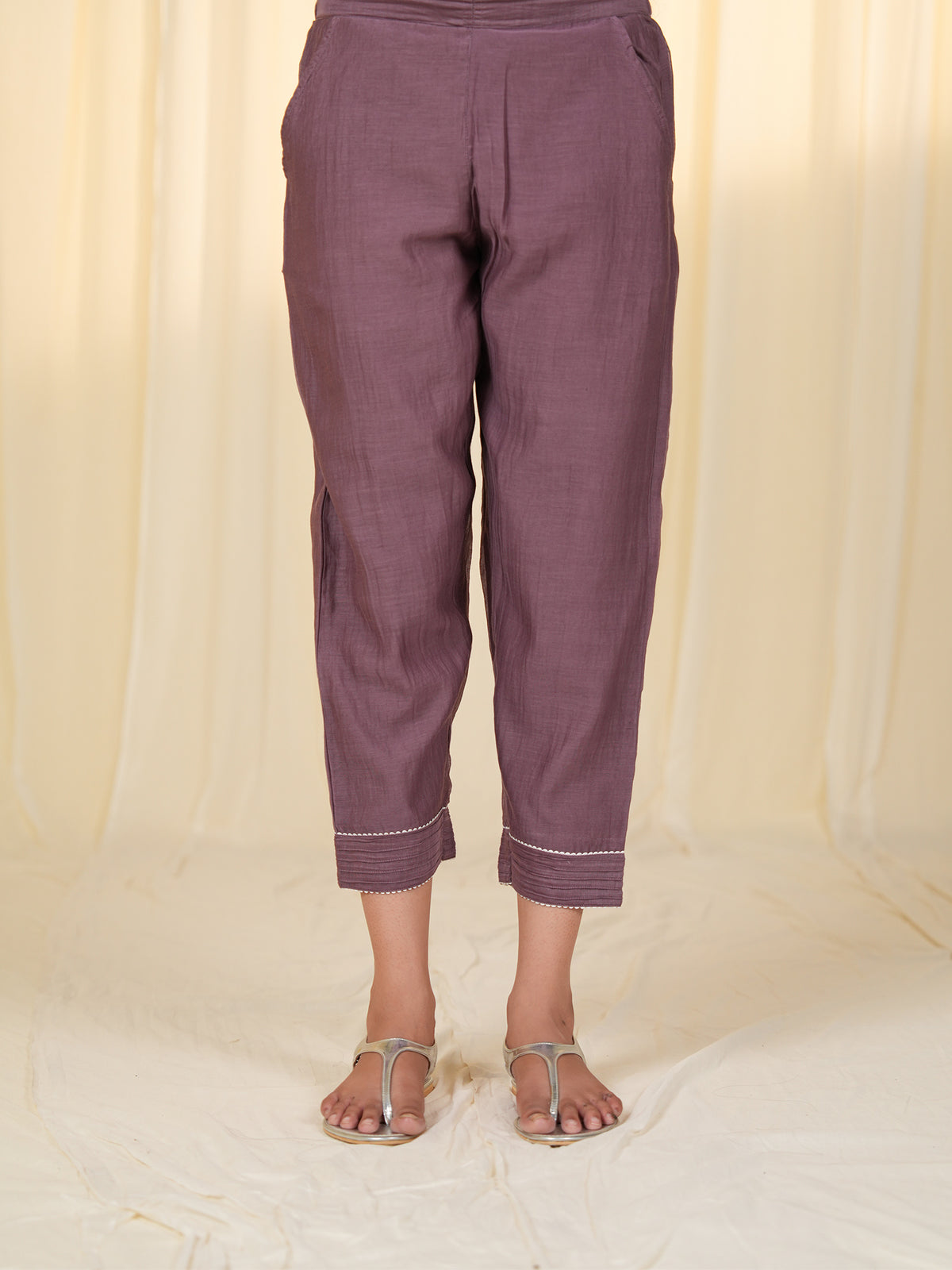 Laced-Up Berry Smoke Chanderi Seriously Short Pants