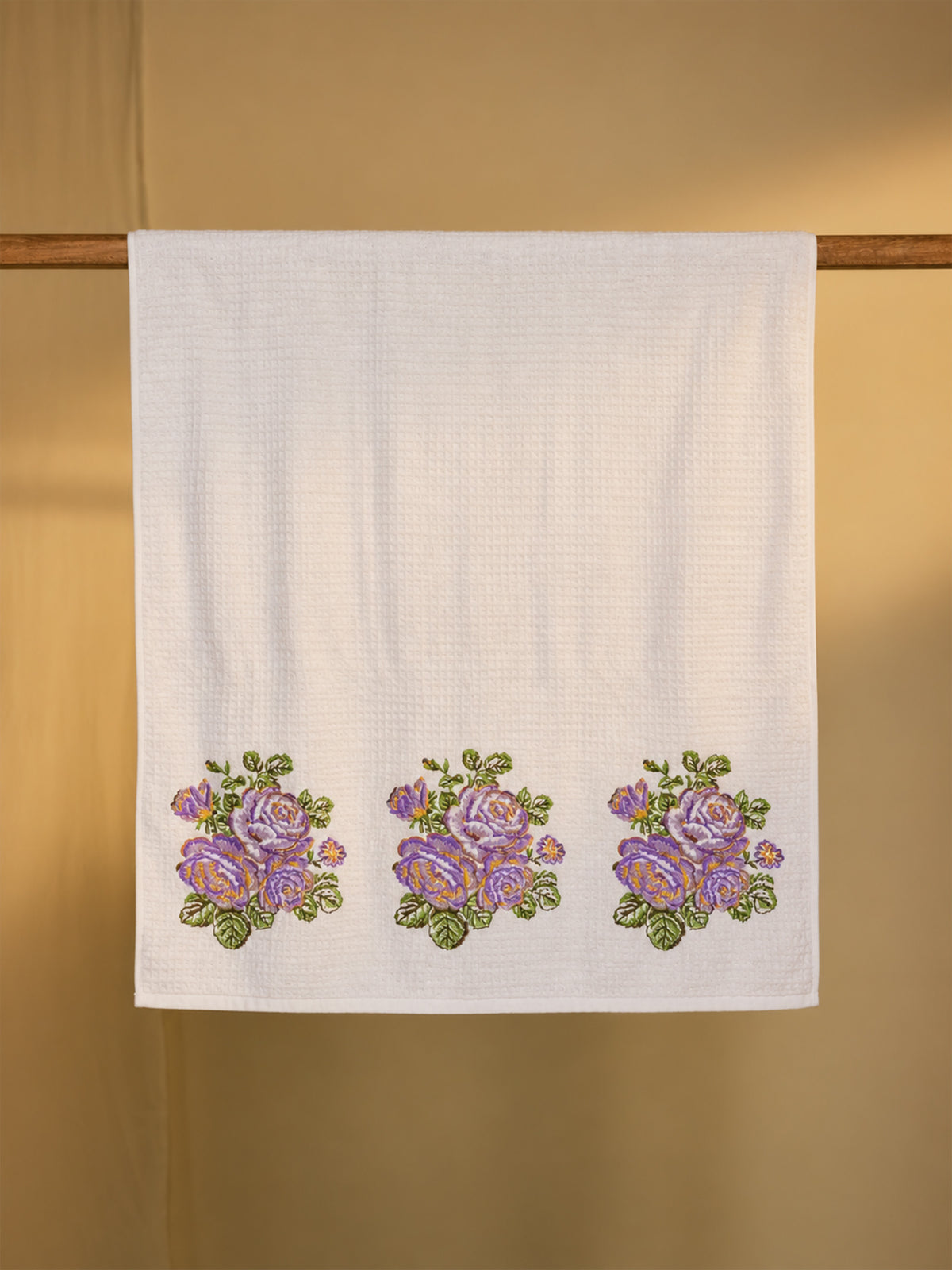 Lavender Rose Waffle Bath Towel