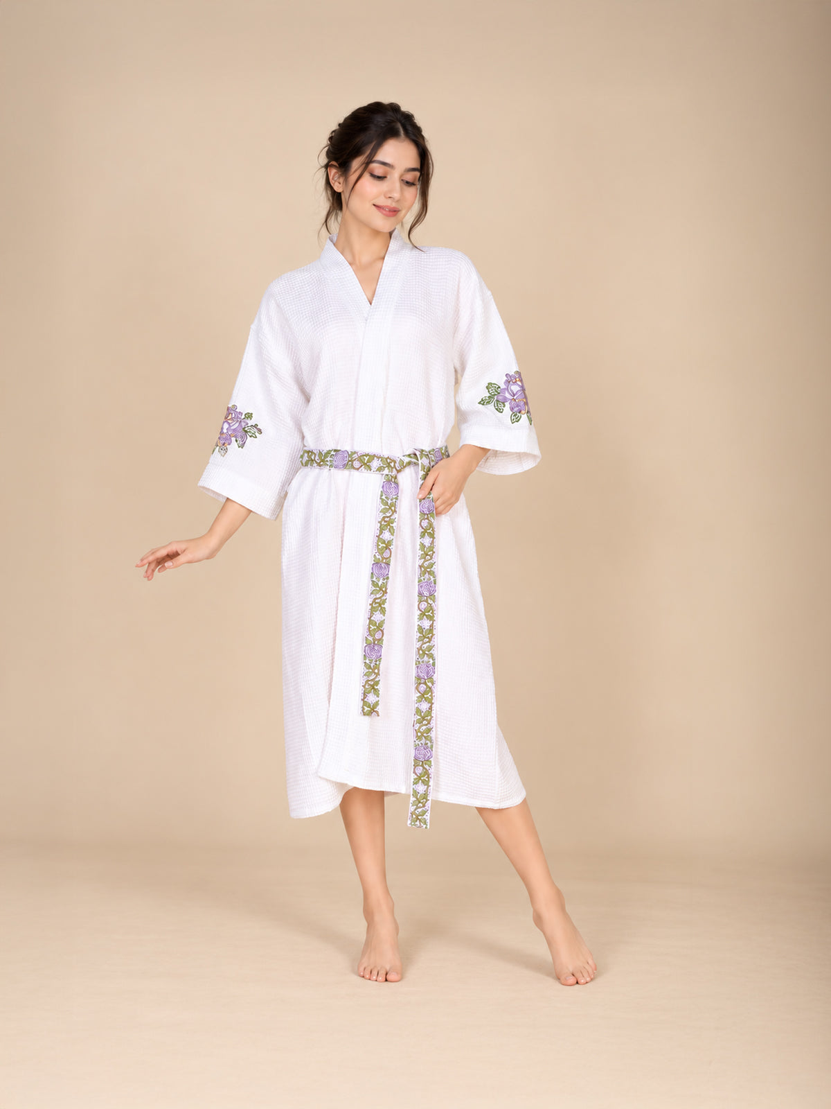 Lavender Rose Waffle Bathrobe