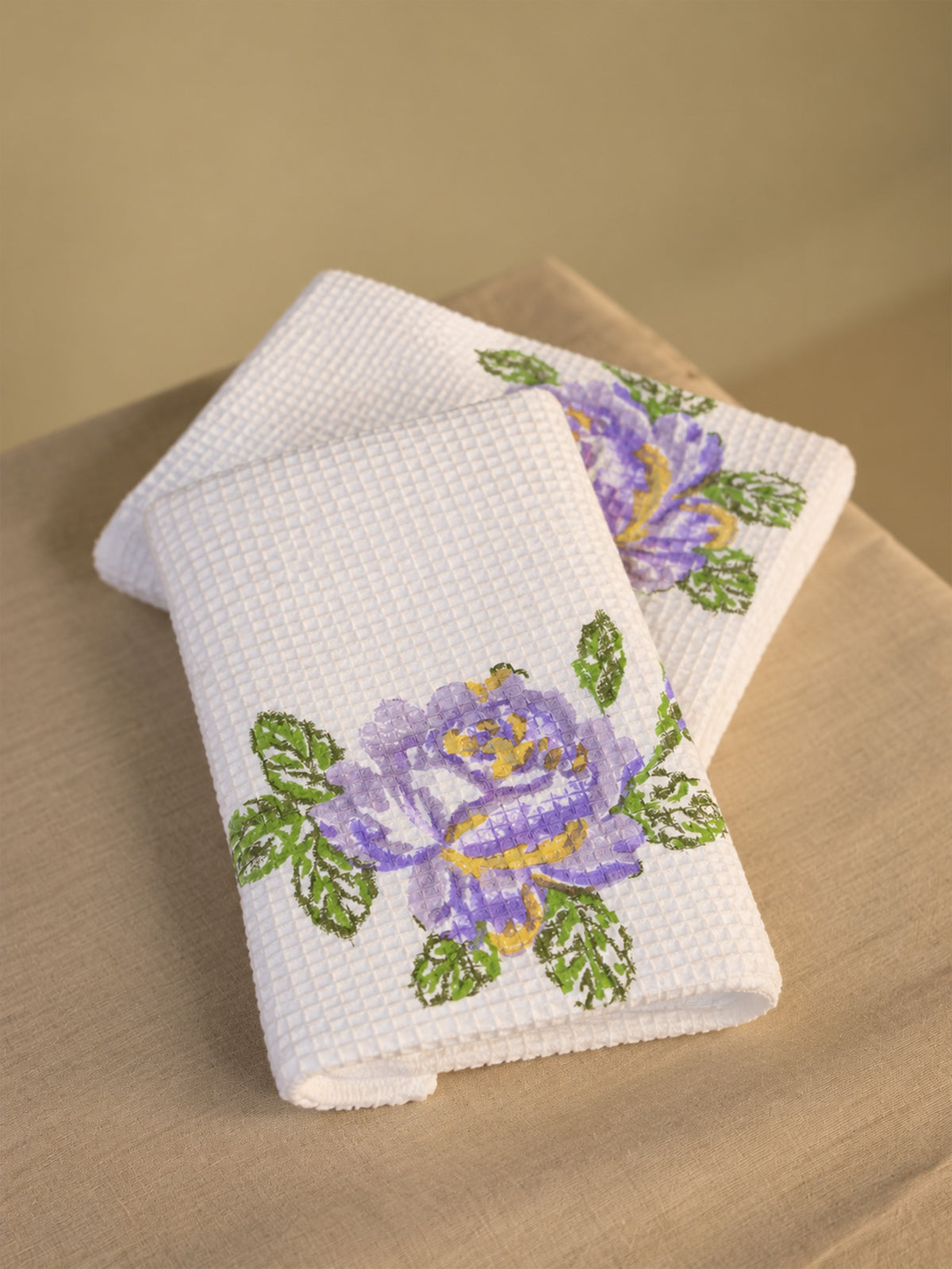 Lavender Rose Waffle Hand Towel (Set Of 2)