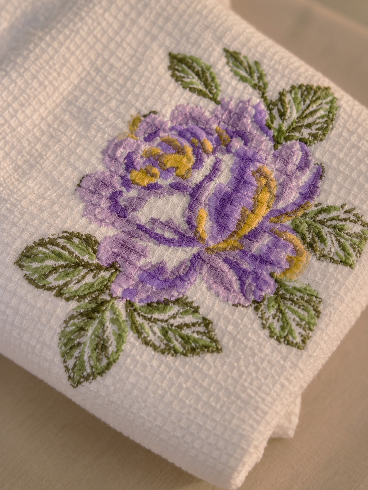 Lavender Rose Waffle Hand Towel (Set Of 2)